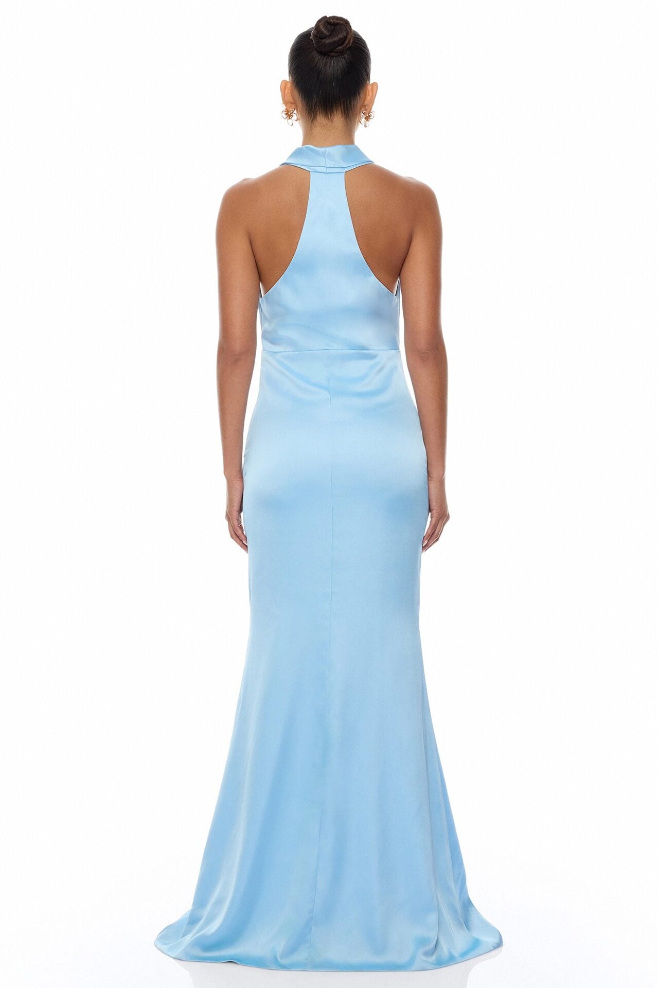 Laena Satin Draped Maxi Dress - Light Blue image 8
