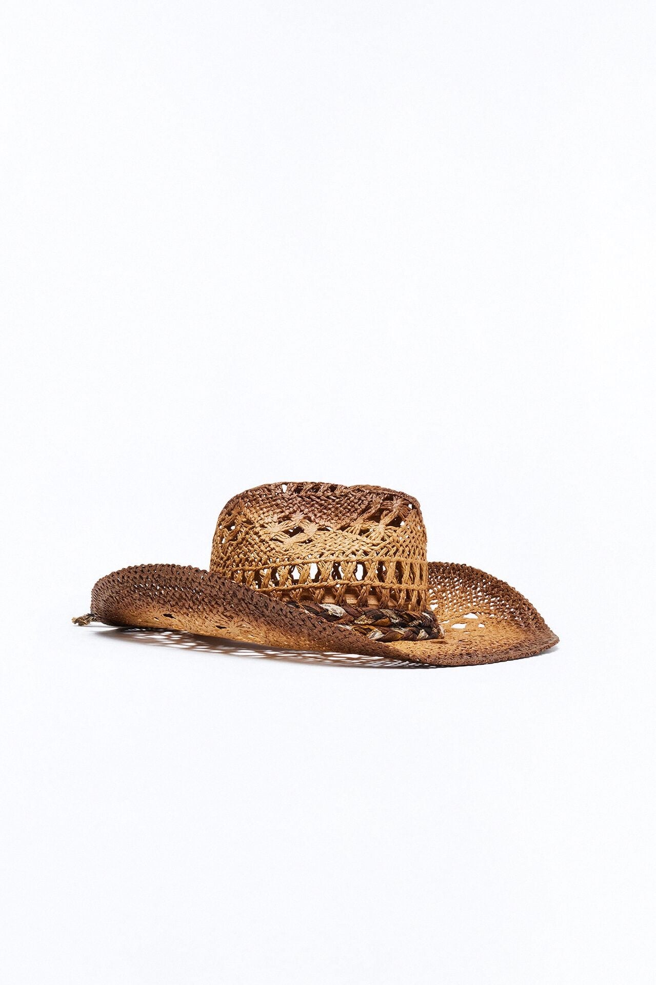 Ready To Ride Straw Braided Cowboy Hat - Khaki image 3