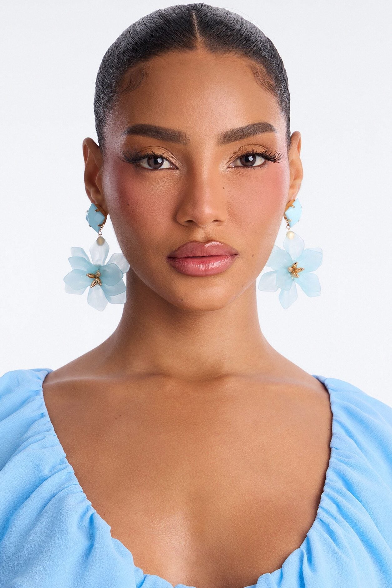 Maribelle Floral Drop Earrings - Blue image 2
