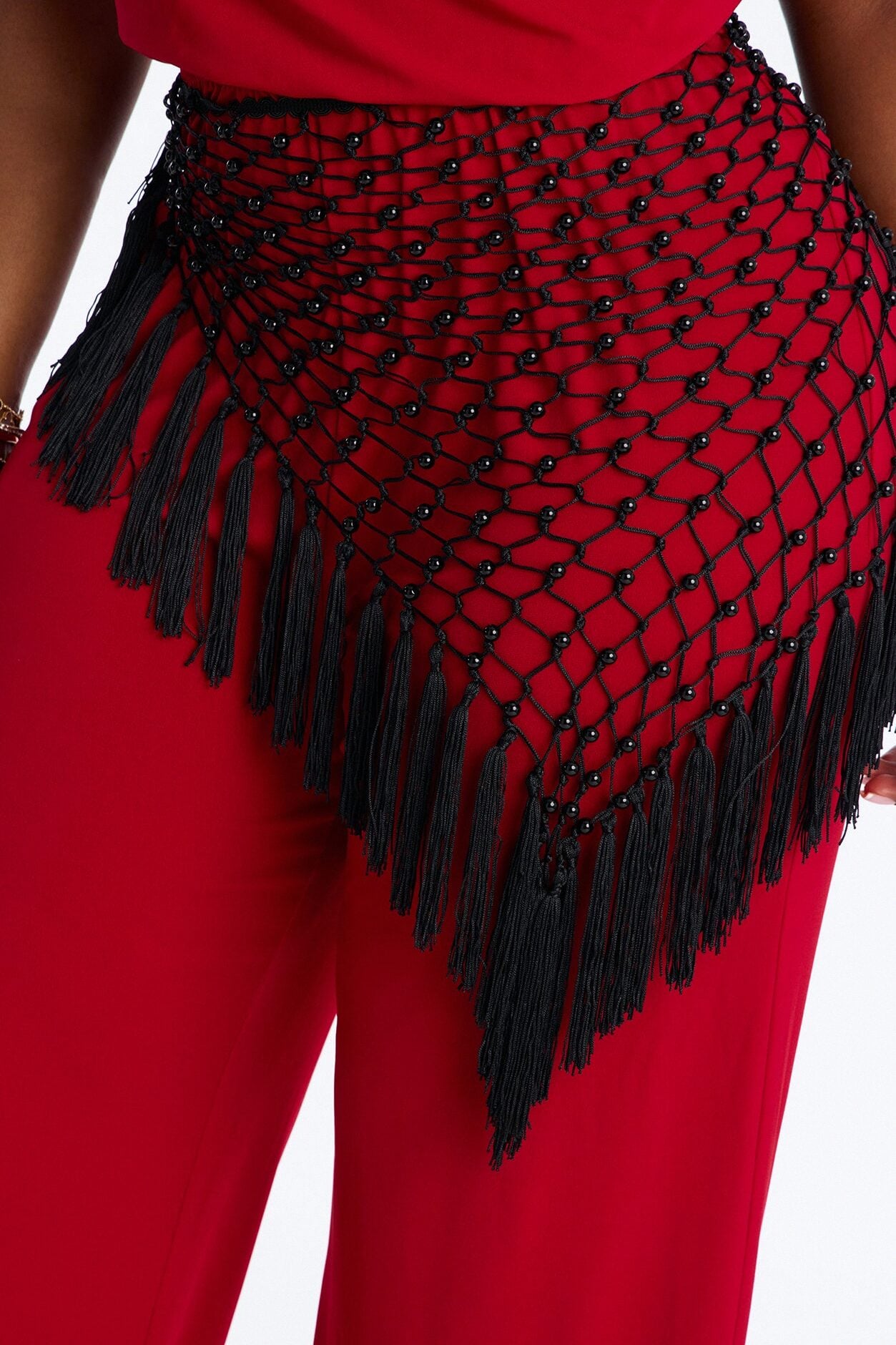 Ilaria Jumpsuit And Beaded Waist Scarf - Red image 7