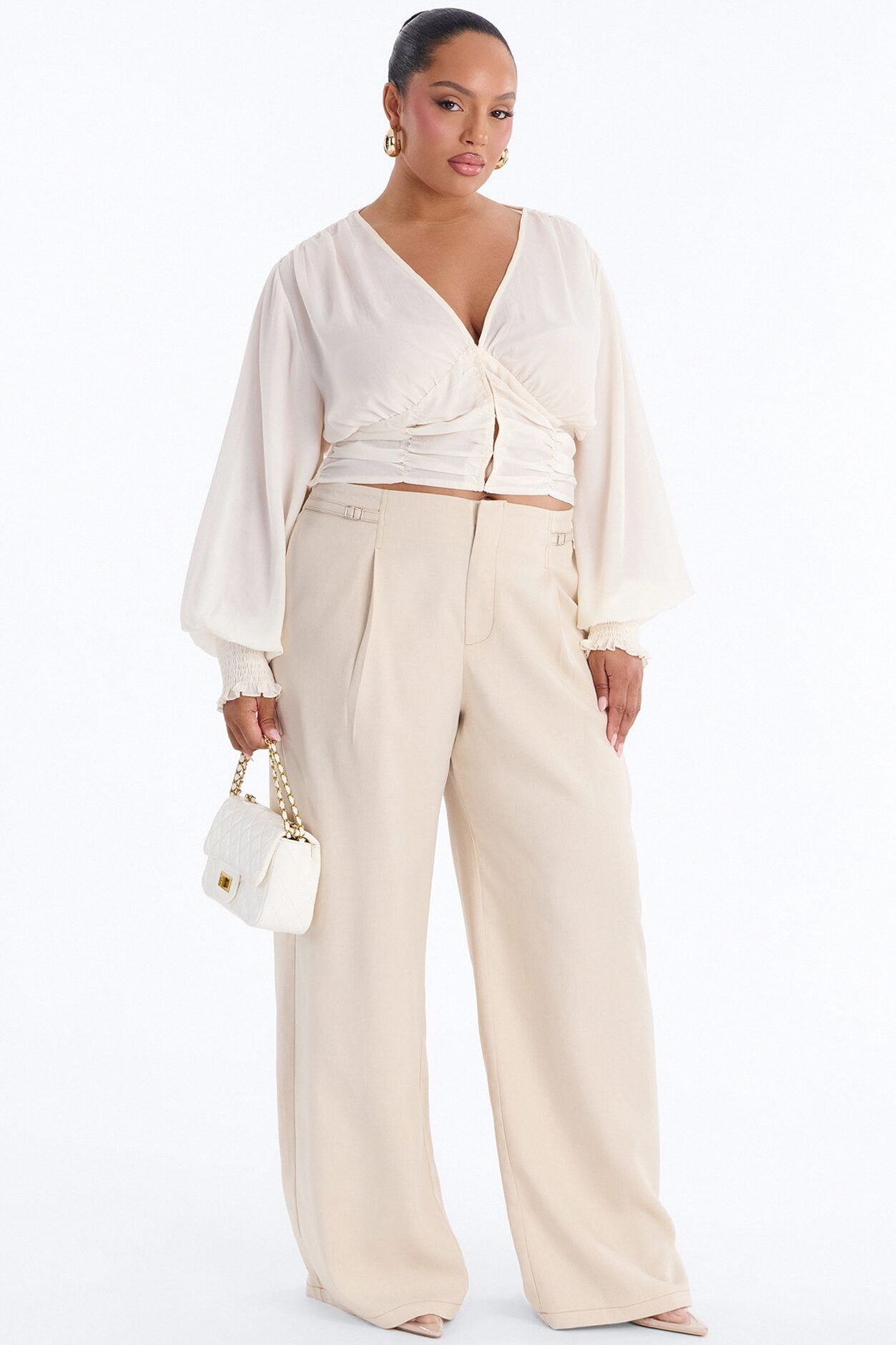 Angela High Rise Trouser Pant 33″ - Stone image 1