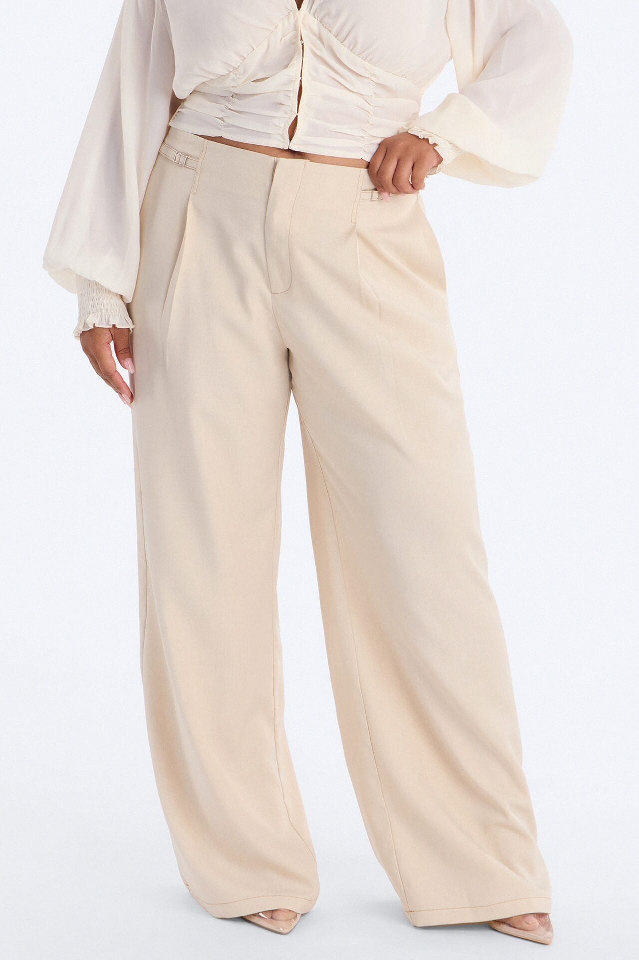 Angela High Rise Trouser Pant 33″ - Stone image 2