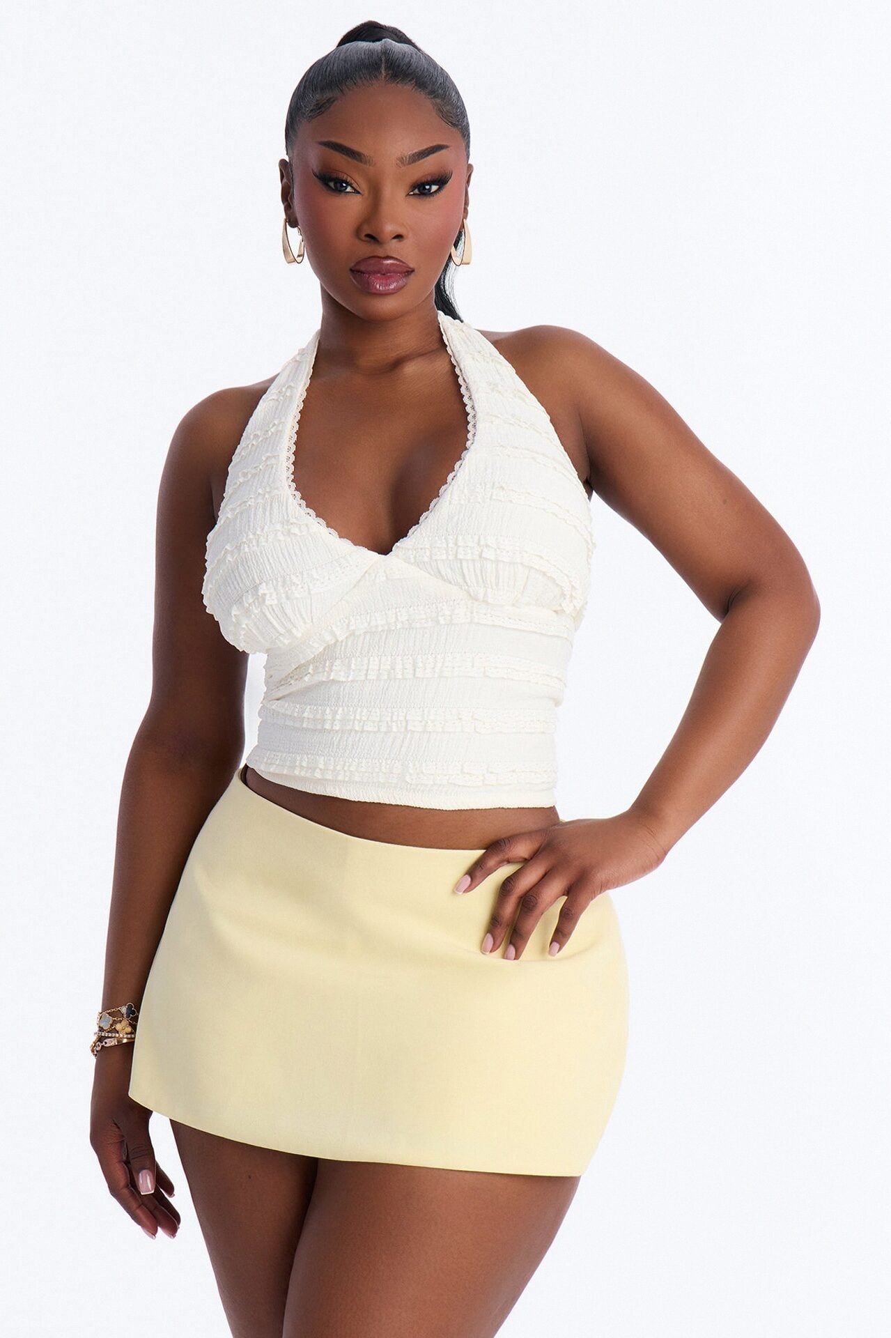 Secret Garden Textured Lace Halter Top - Ivory image 5