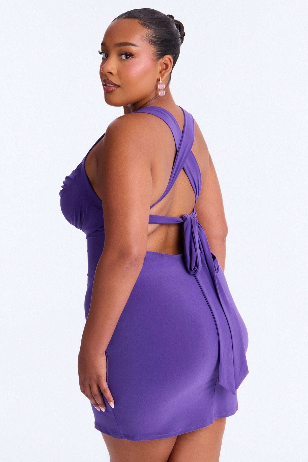 Kaylee Sleeveless Tie Back Mini Dress - Purple image 6