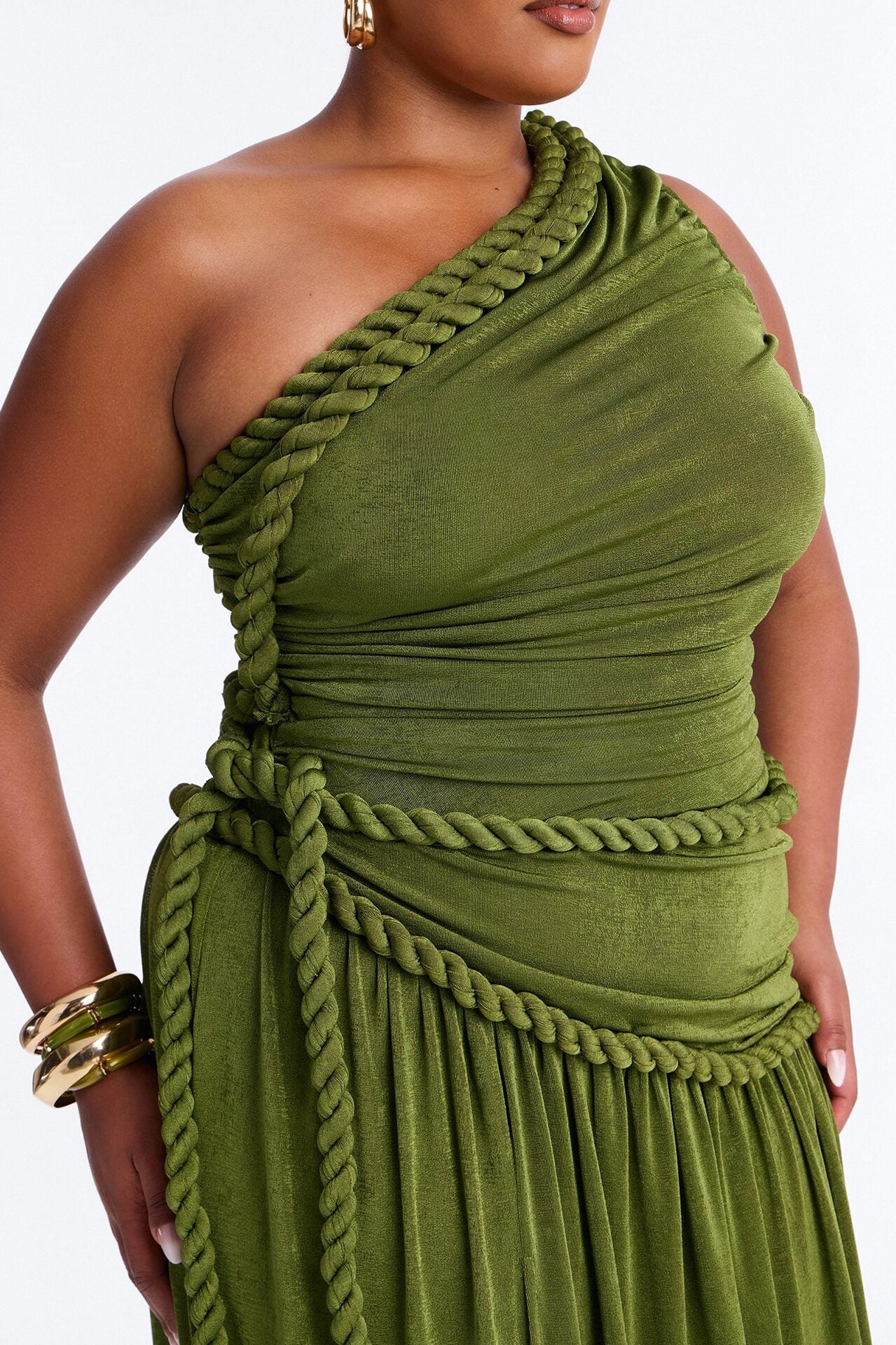 Corina Twist Slinky Maxi Dress - Olive image 7