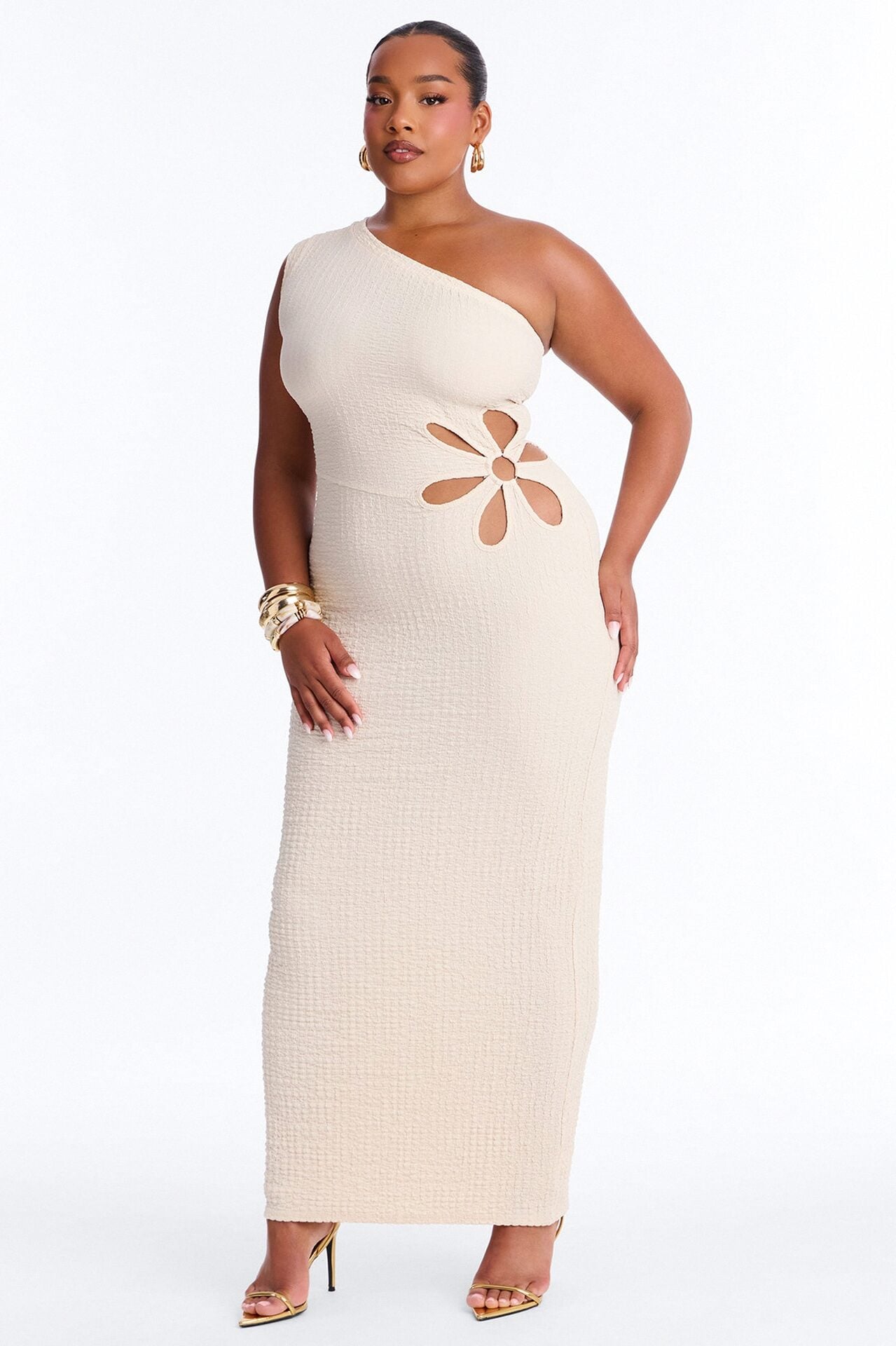 With The Girls Cut Out Maxi Dress - Cream image 6