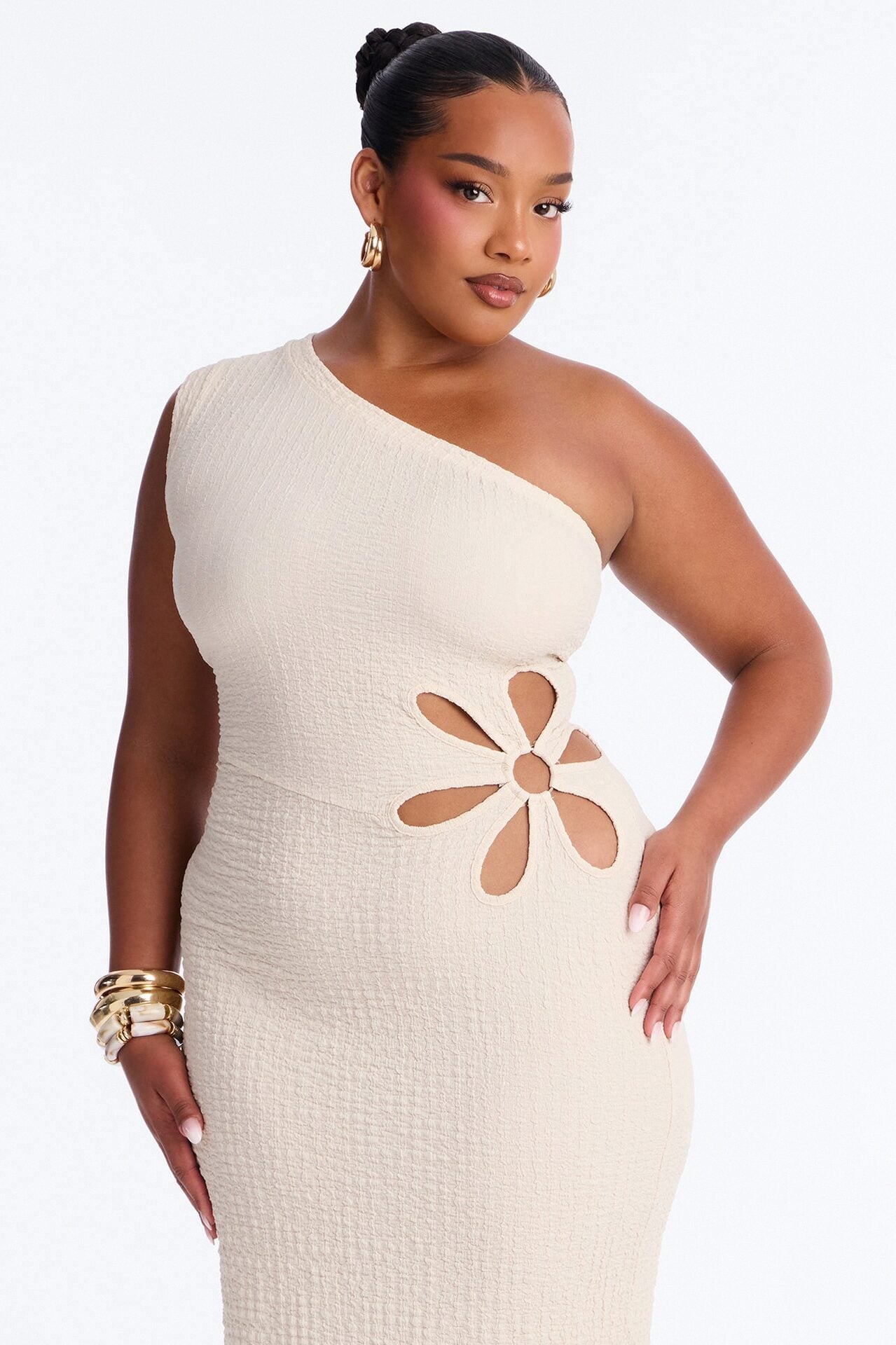 With The Girls Cut Out Maxi Dress - Cream image 7