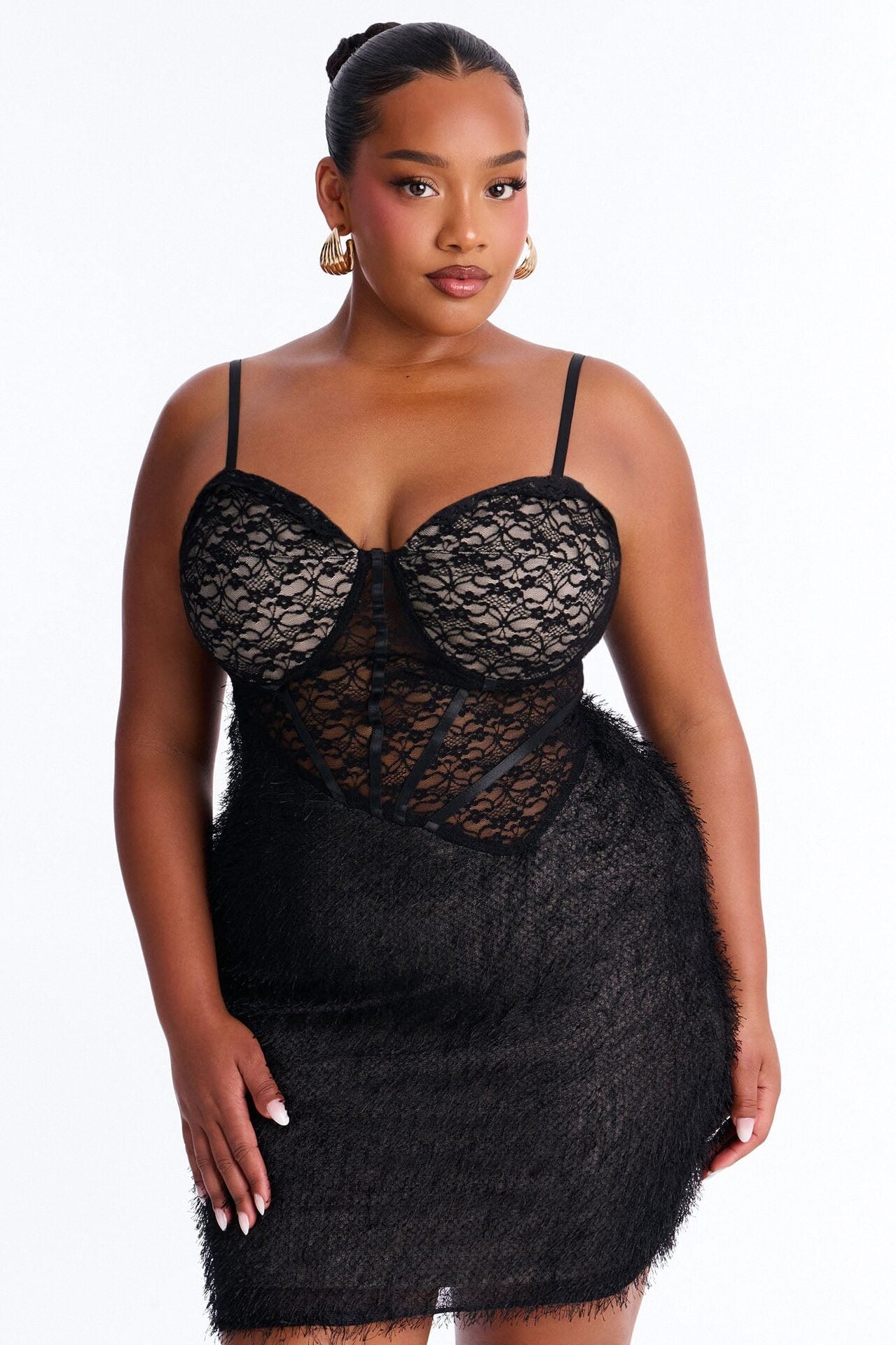 Always Yours Sheer Lace Mini Dress - Black image 5