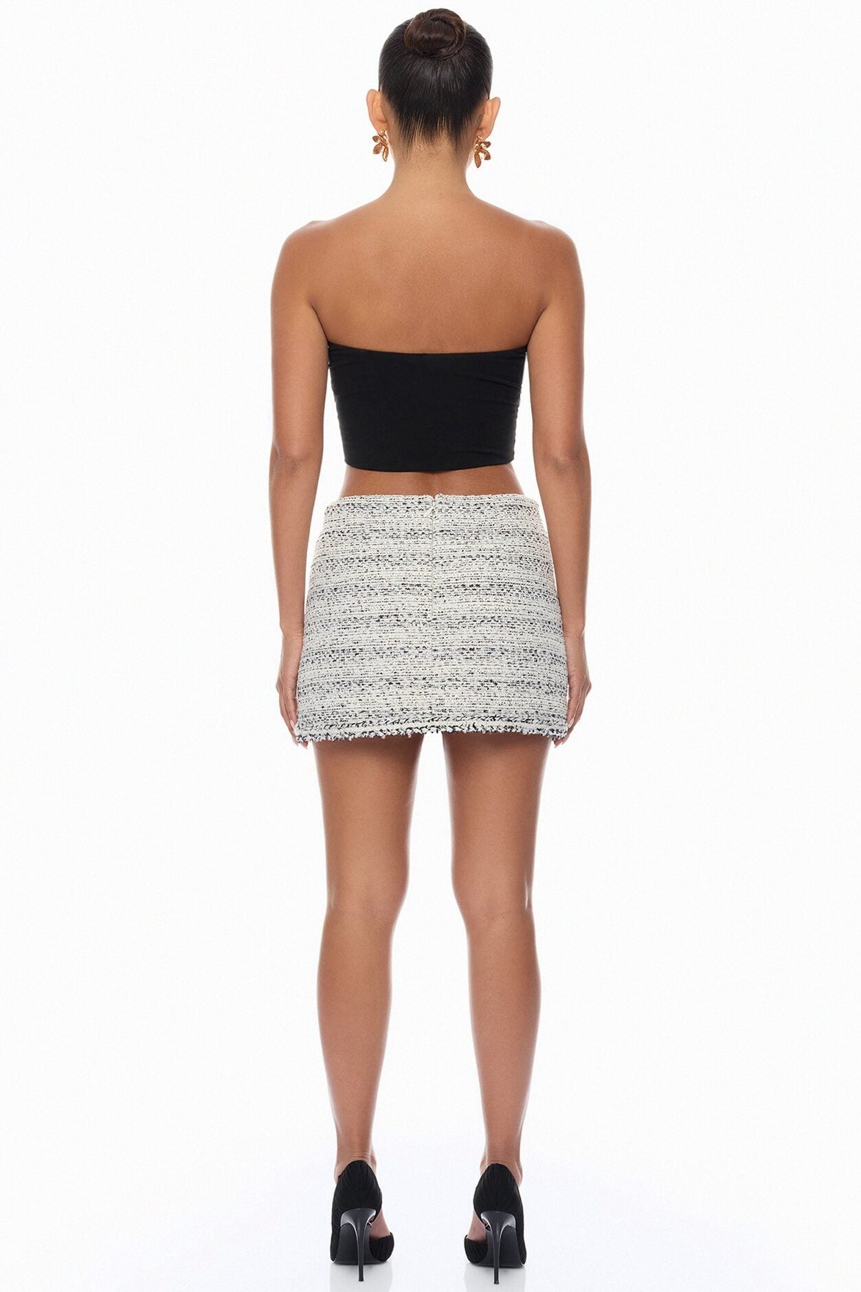Kaela Embellished Tweed Mini Skirt - Black/White image 4