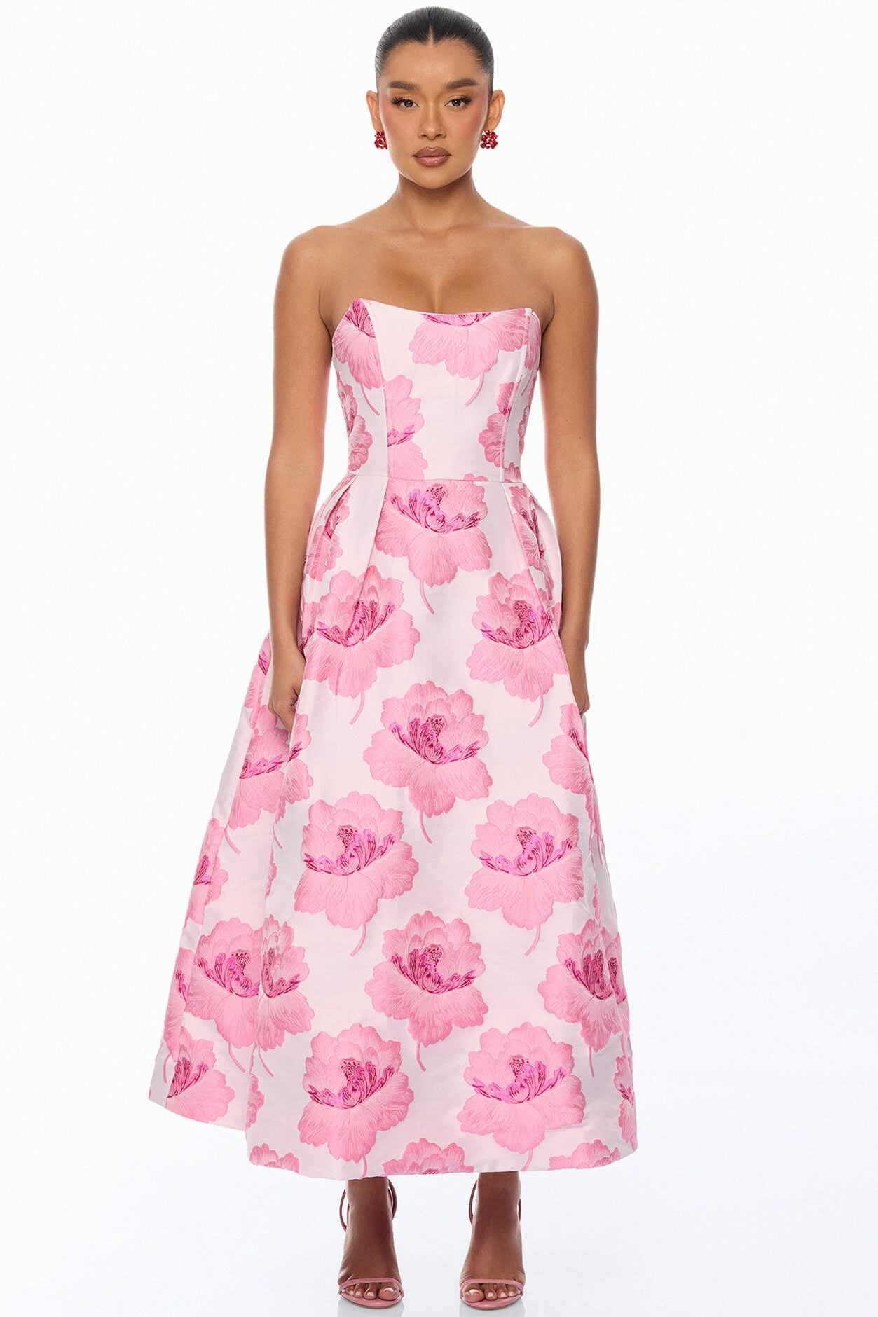 Fiora Strapless Jacquard Maxi Dress - Pink image 5