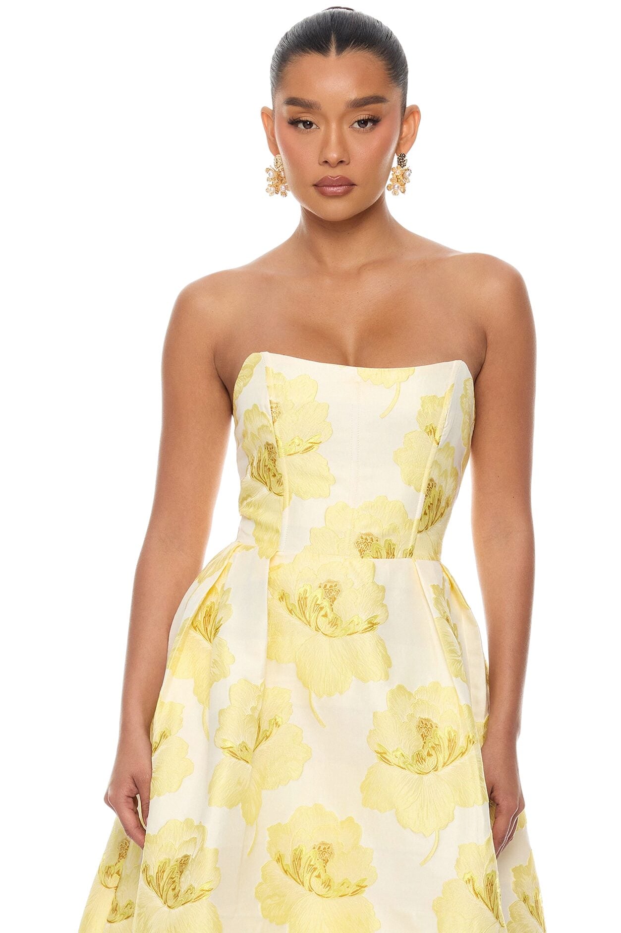 Fiora Strapless Jacquard Maxi Dress - Yellow image 5