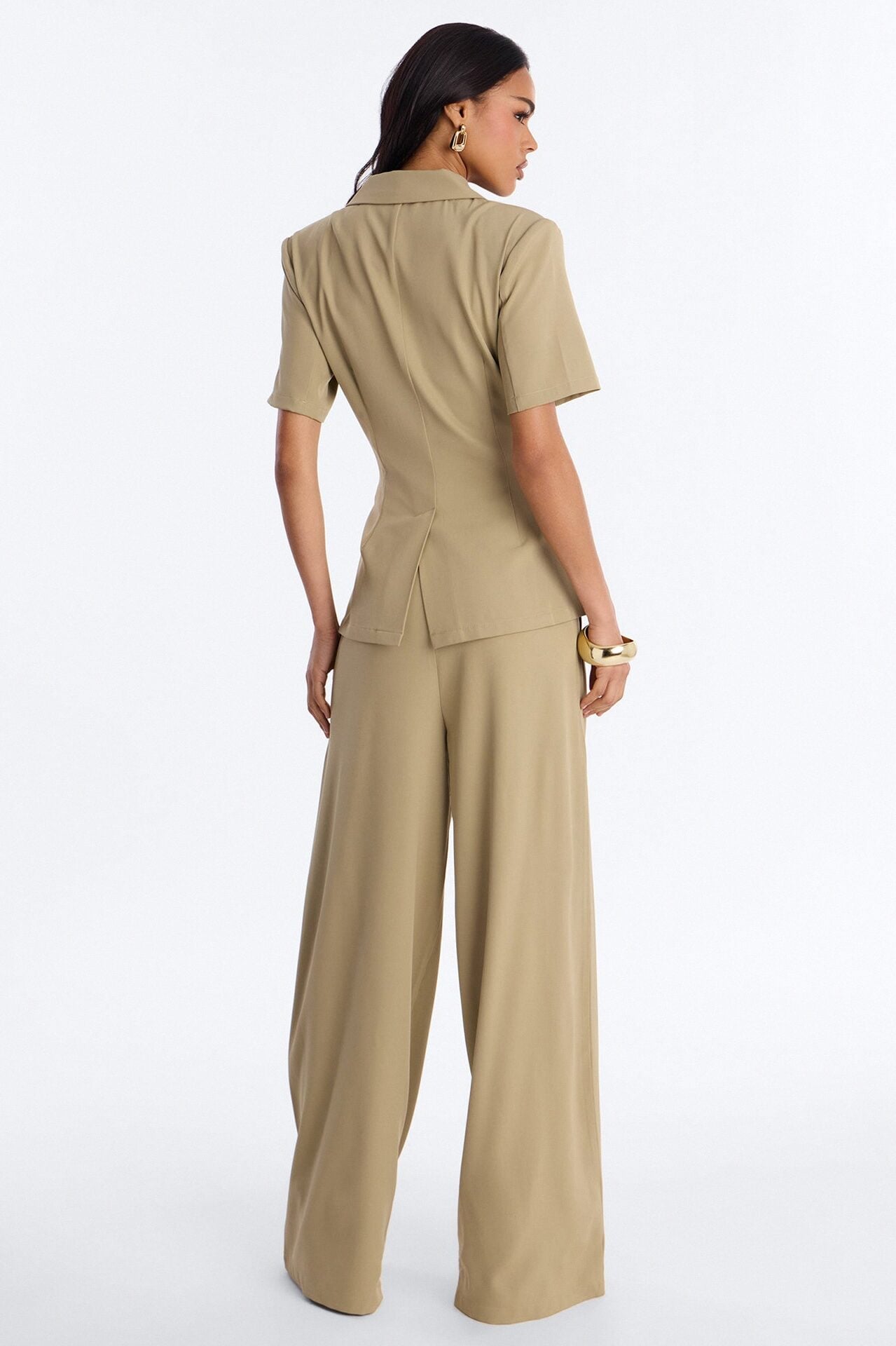 Samira Wrap Wide Leg Pant Set - Taupe image 8