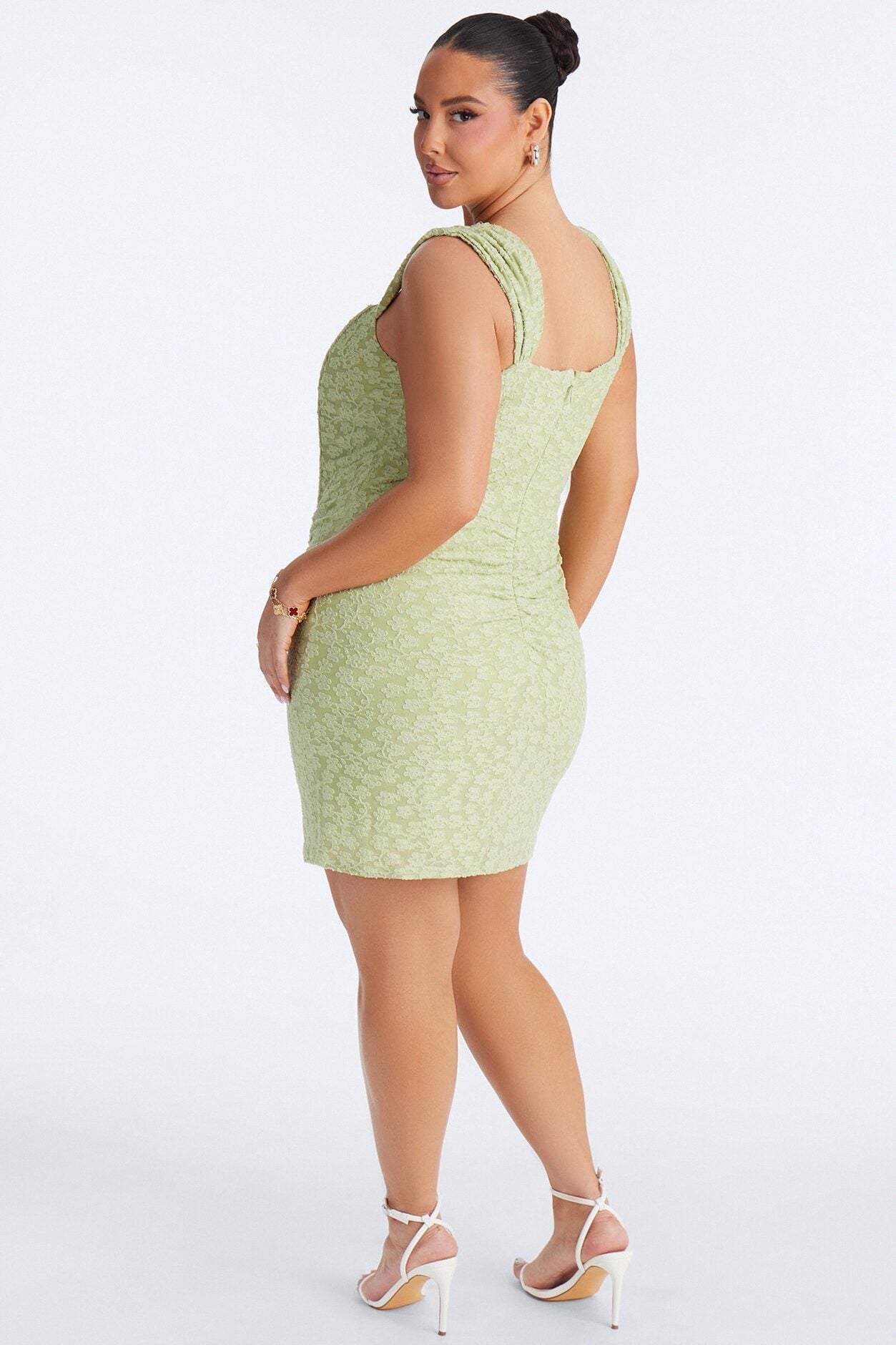 Aria Sleeveless Floral Jacquard Mini Dress - Sage image 8