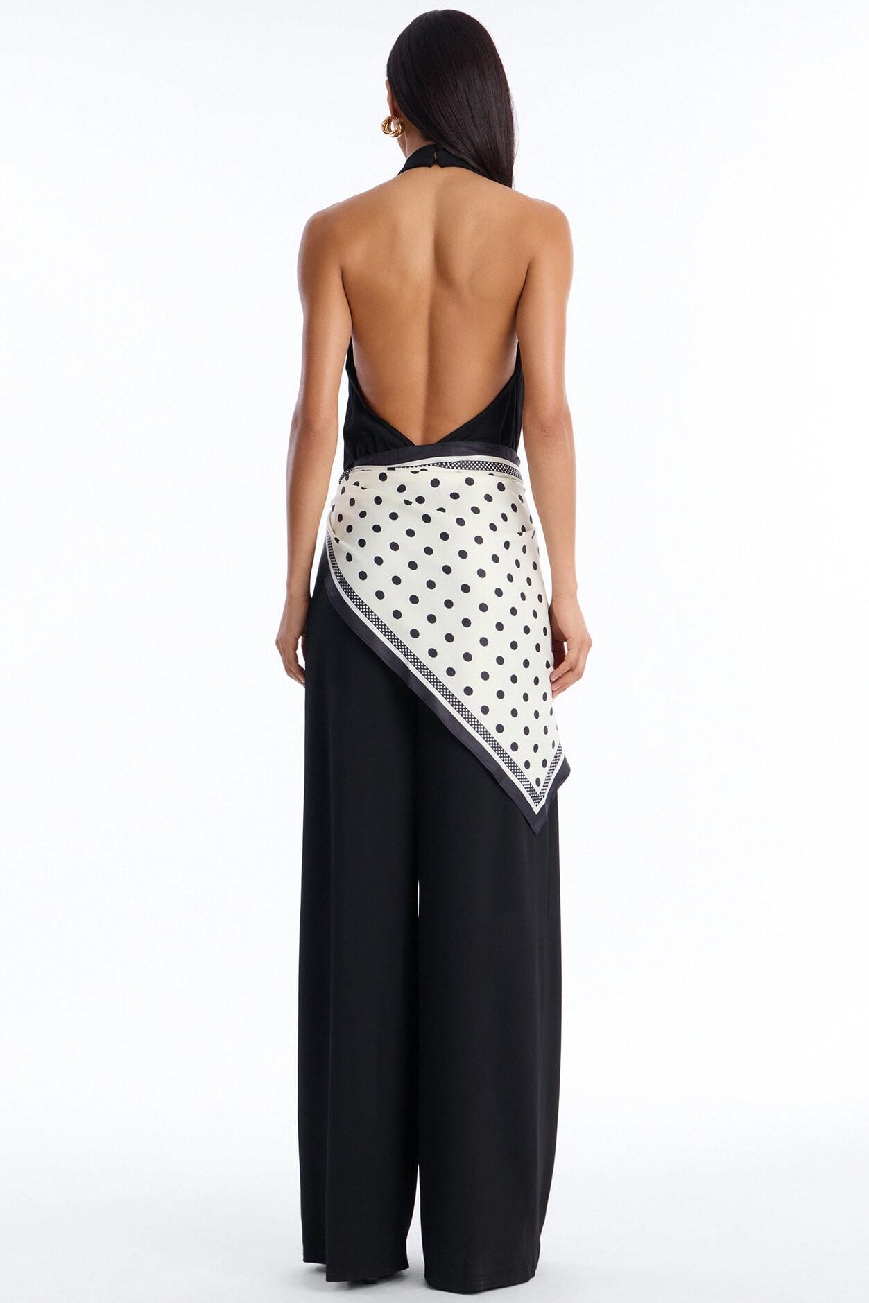 Joanne Backless Scarf Tie 2 Piece Jumpsuit Set - Black image 4