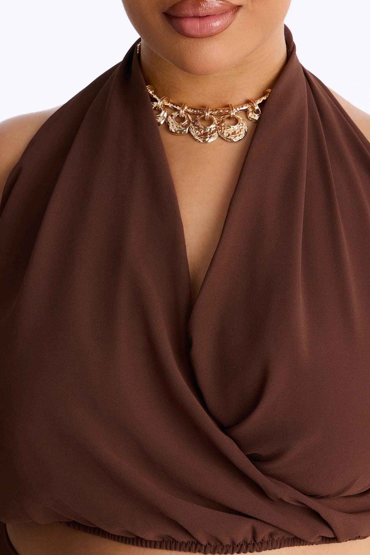 Current Mood Chiffon Halter Pant Set - Brown image 8