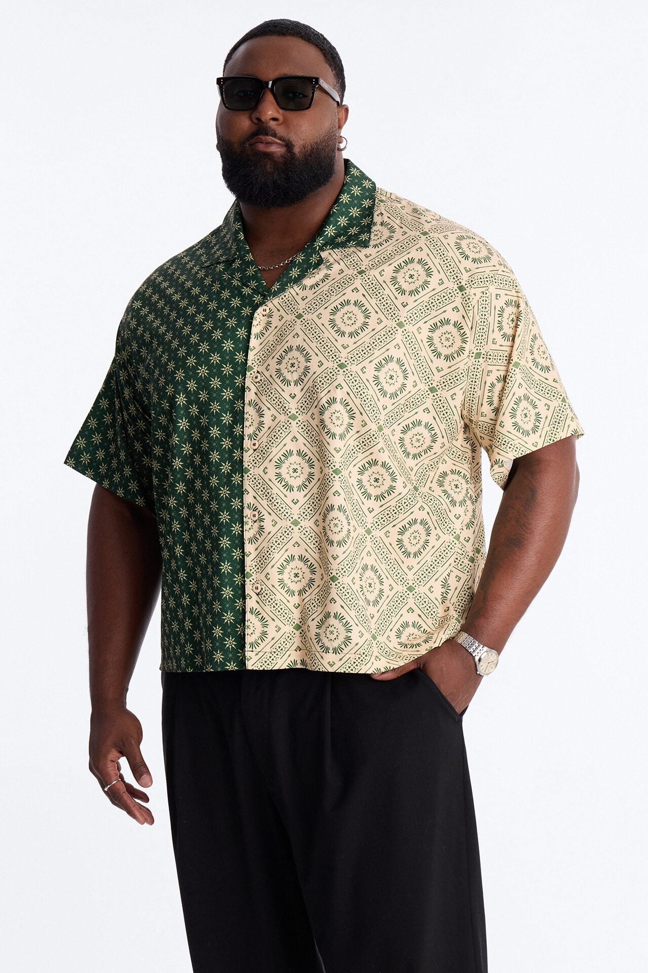 Driftwood Cuban Collar Button Up Shirt - Green image 6