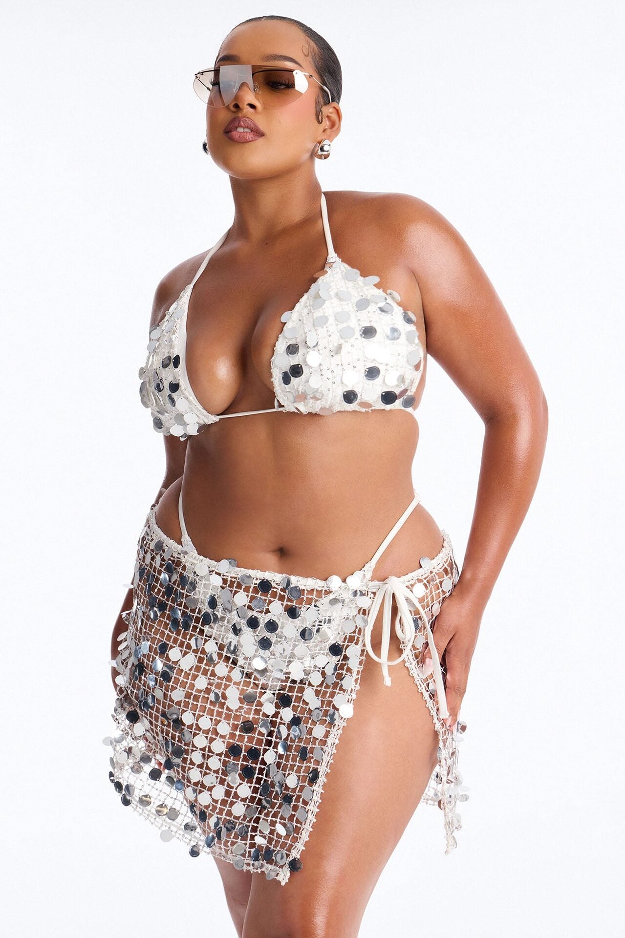 Drinks On The Beach Bikini And Coverup Skirt Set - Silver image 6