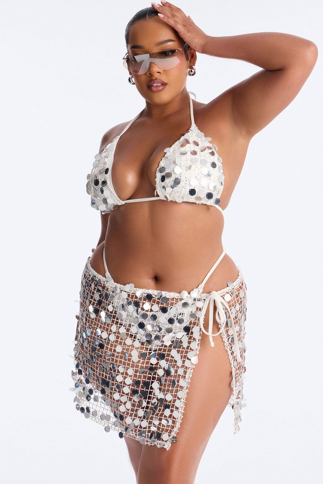 Drinks On The Beach Bikini And Coverup Skirt Set - Silver image 8