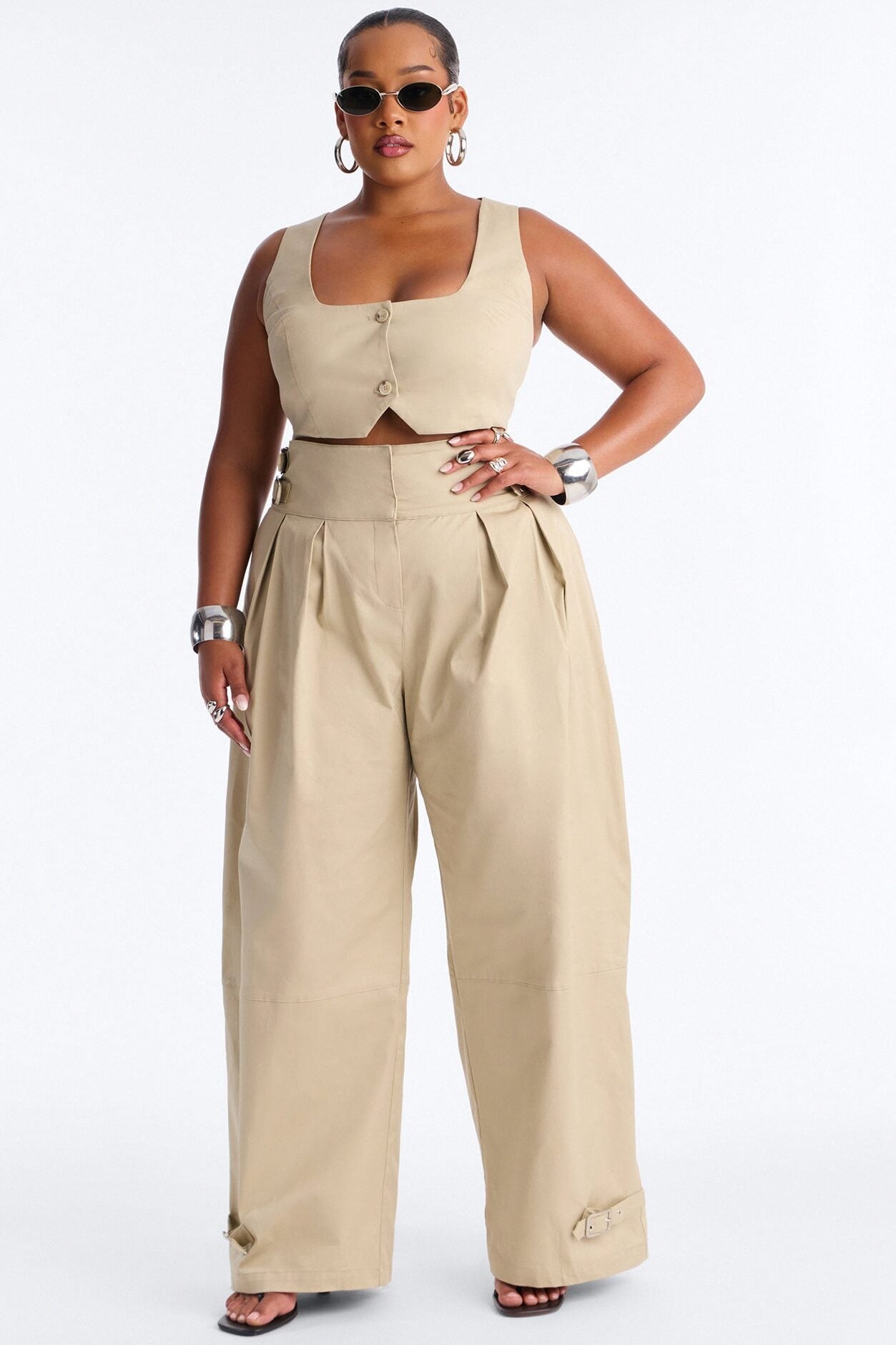 City Girl Twill Pant Set - Tan image 1
