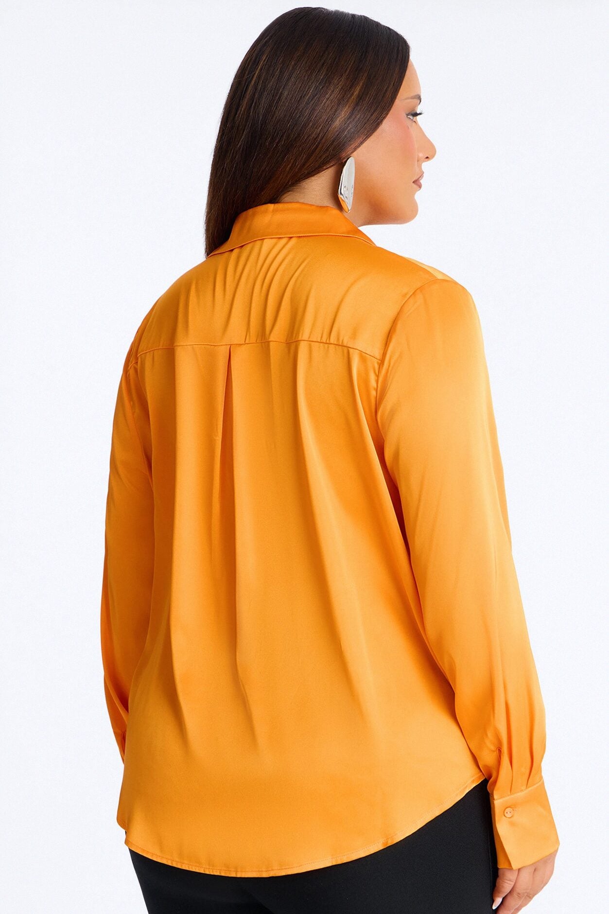 Feelin' Popular Satin Shirt - Tangerine image 8