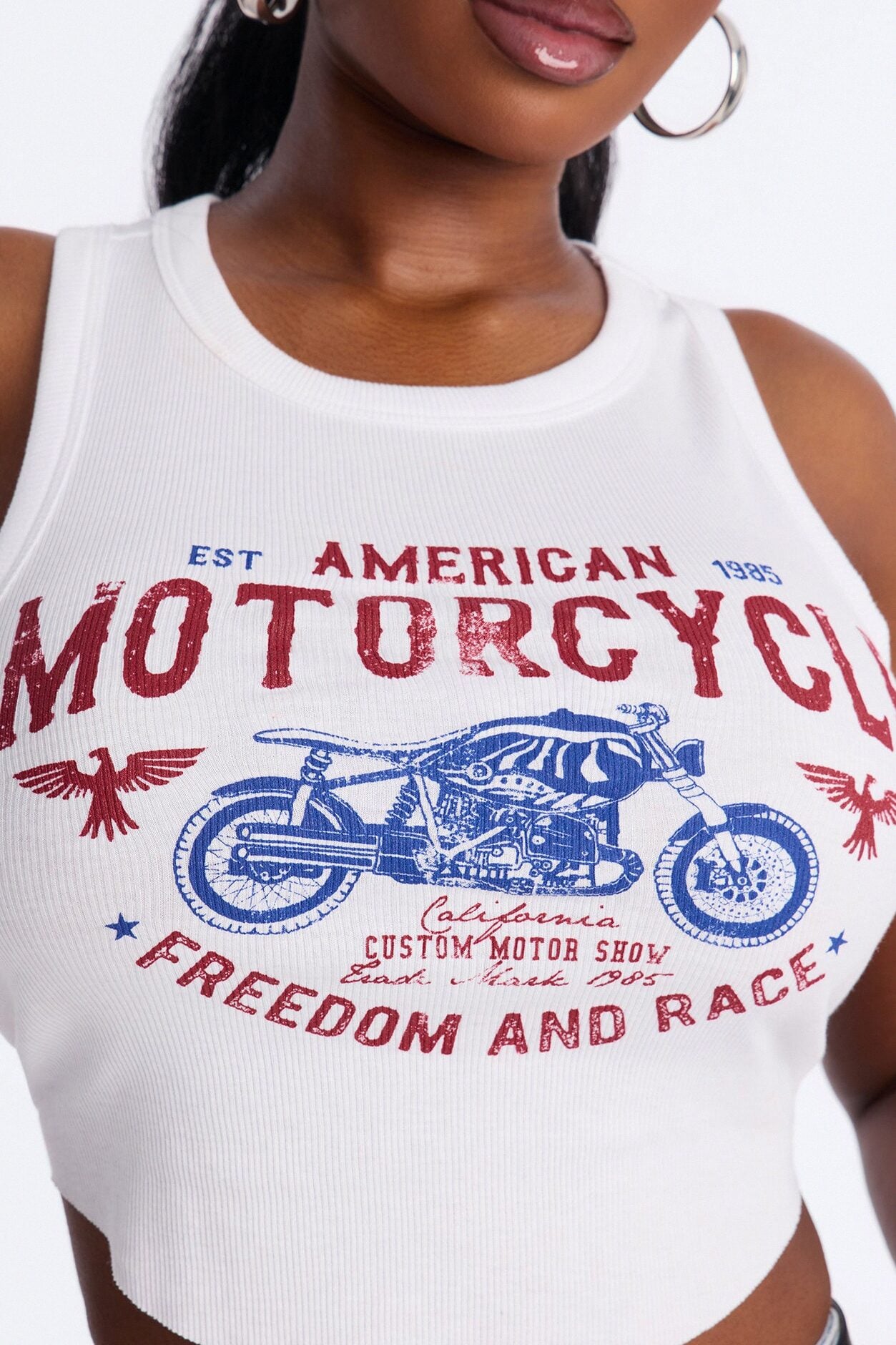 American Moto Ribbed Cropped Tank Top - White image 7