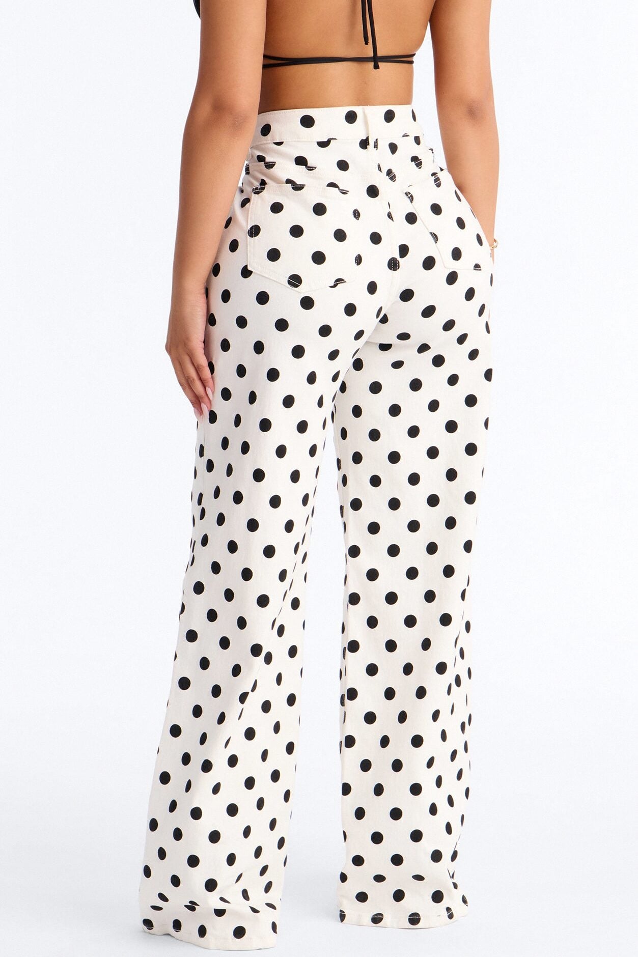 On The Dot Printed Wide Leg Jeans - White/combo image 4
