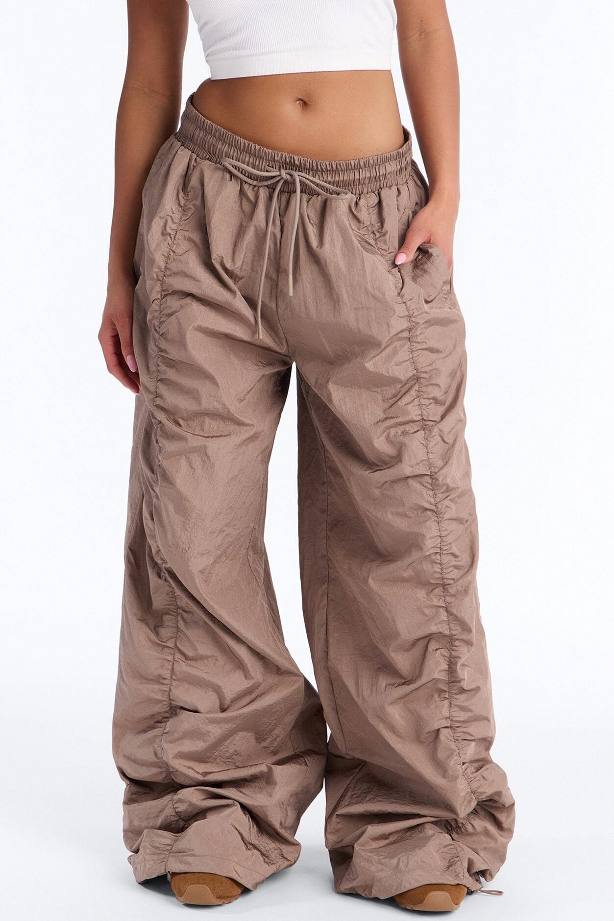 On The Move Oversized Windbreaker Jogger Pant - Caffe image 2