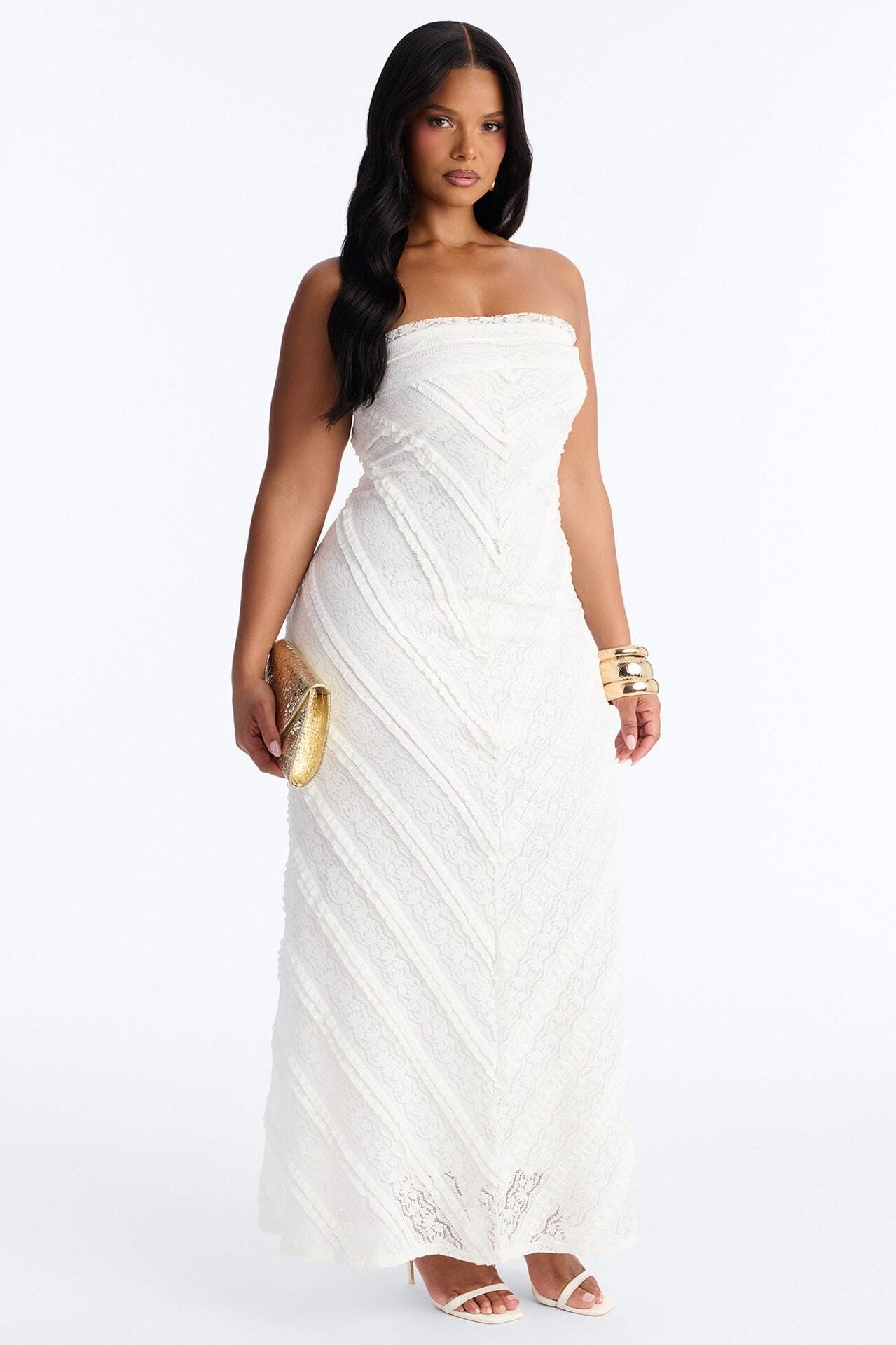 Laine Strapless Lace Maxi Dress - White image 5