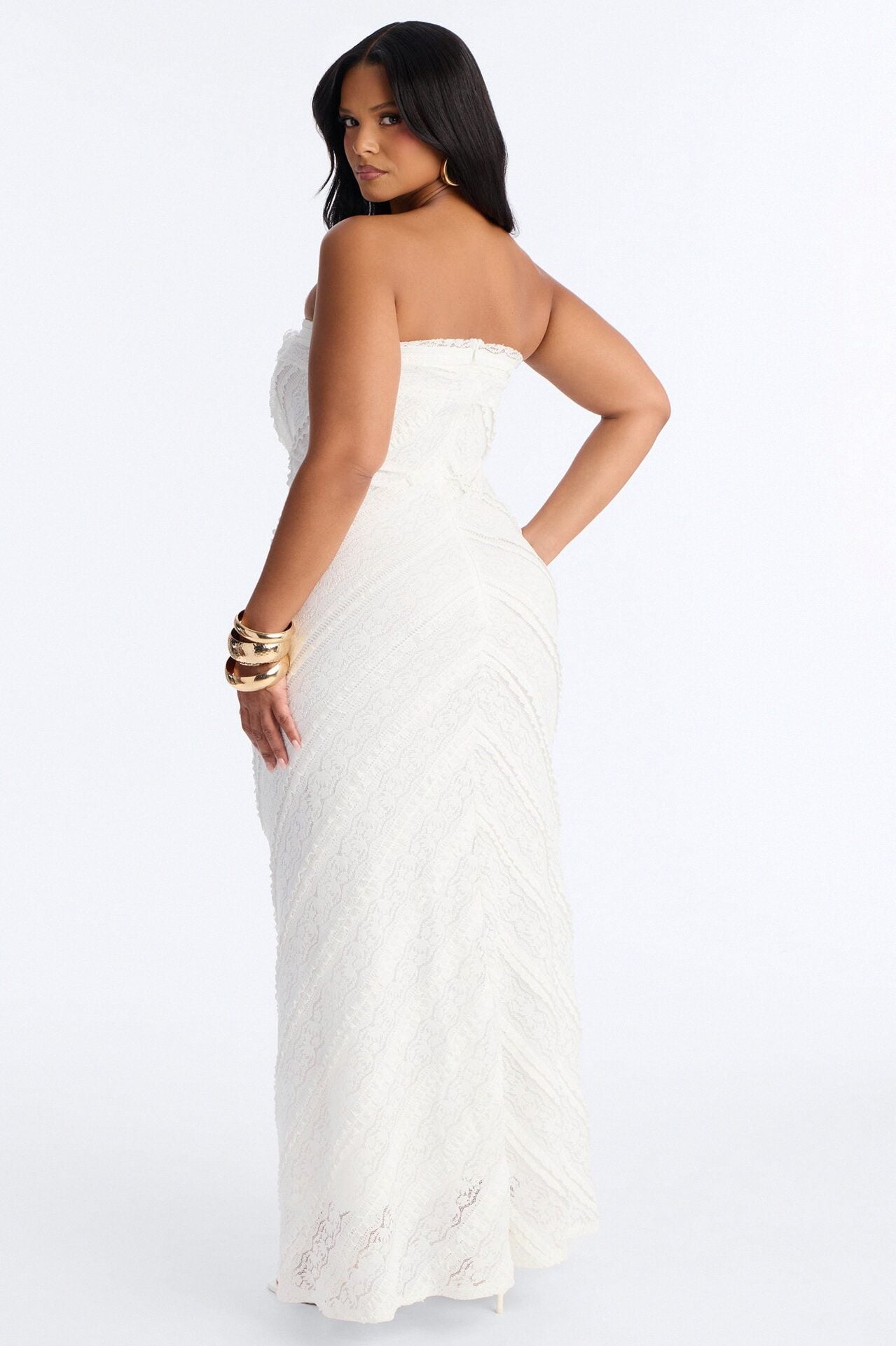 Laine Strapless Lace Maxi Dress - White image 8