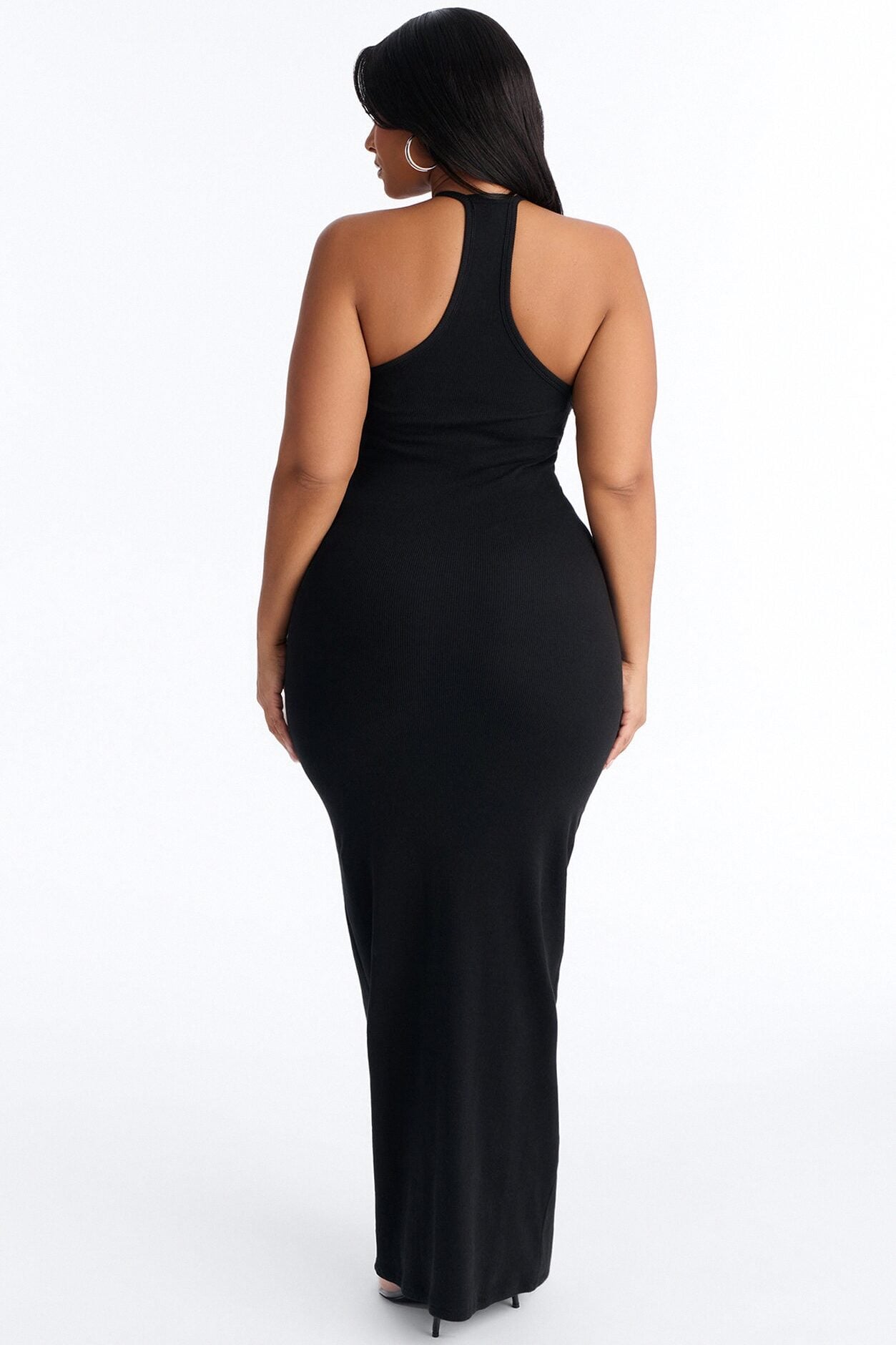 On The Daily Padded Ribbed Maxi Dress - Black image 7