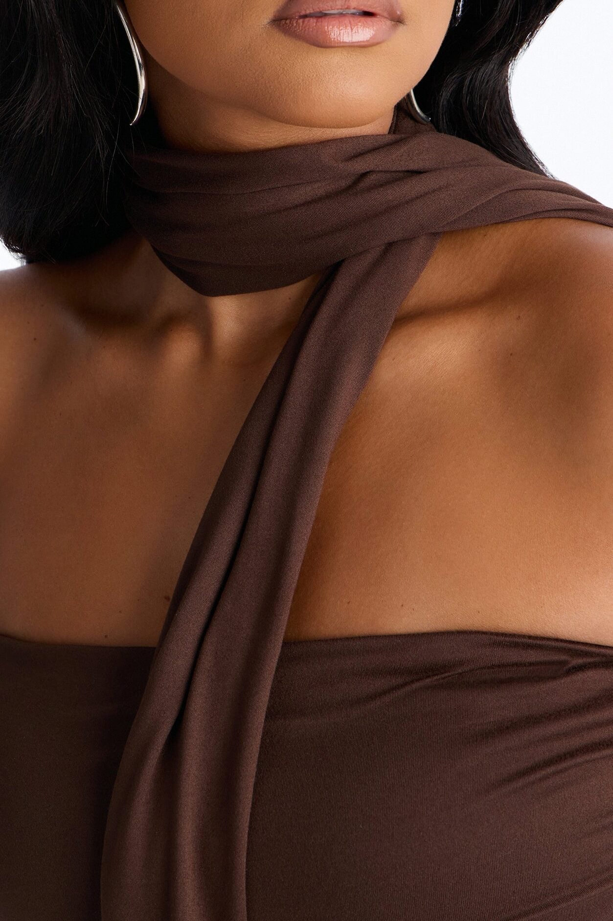 Downtown Elegance Tube Top & Scarf 2 Piece Set - Brown image 7