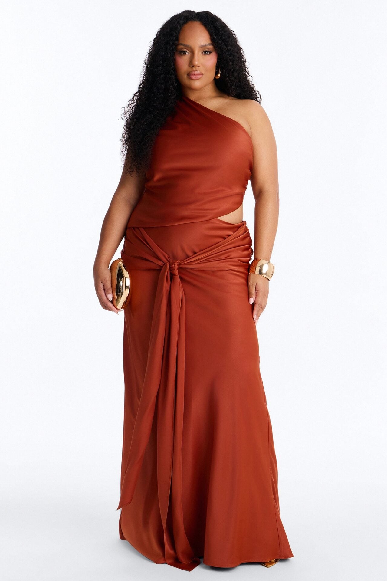 Siena Maxi Skirt Satin Set - Rust image 1