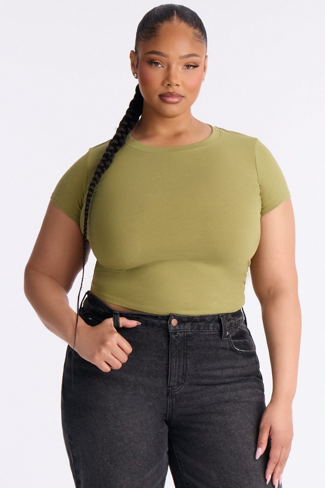 Alyssa Crew Neck Top - Olive image 5