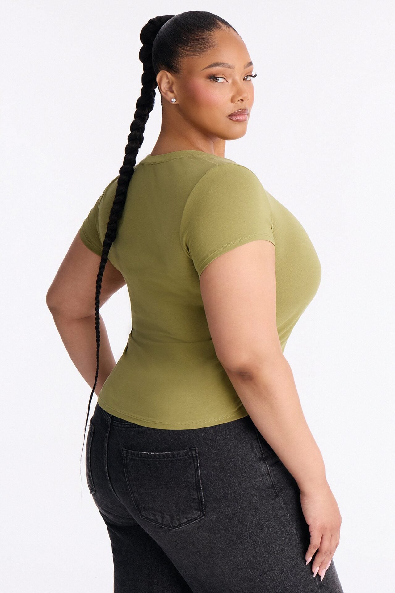 Alyssa Crew Neck Top - Olive image 7