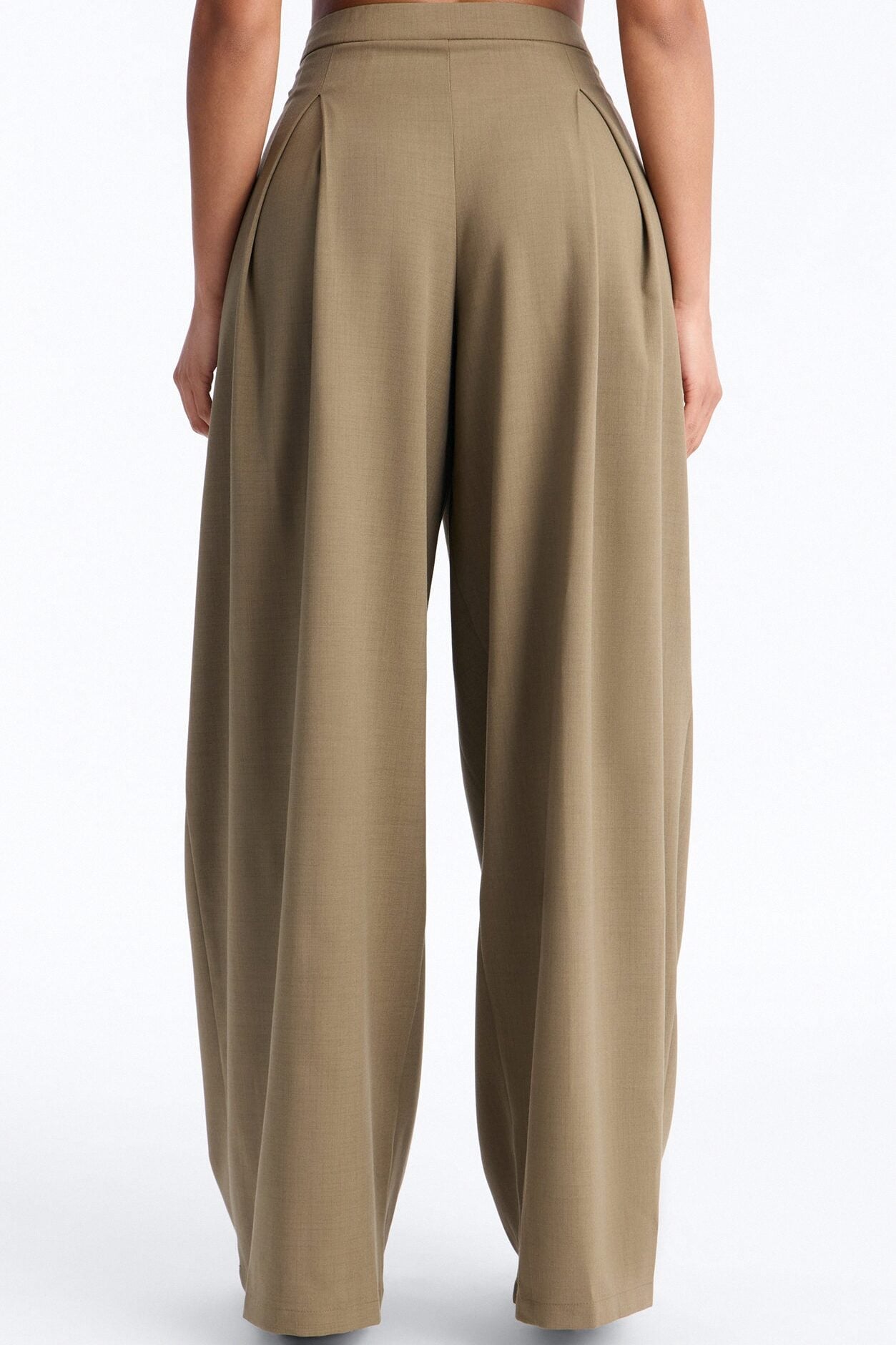 Tiana Pleated Wrap Waist Wide Leg Trouser - Caffe image 3