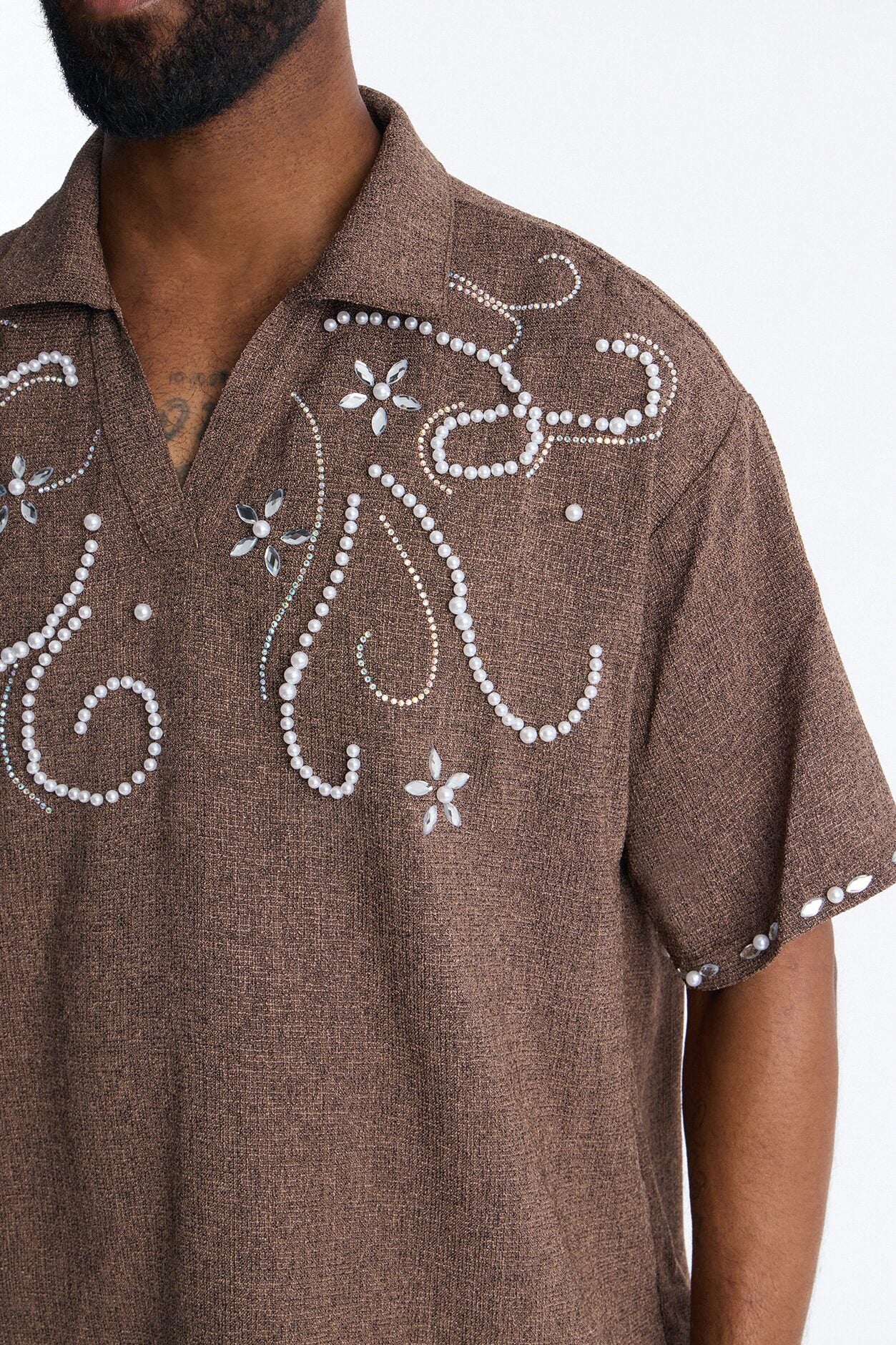 Wanderlust Pearl Journey Johnny Collar Polo - Brown image 4