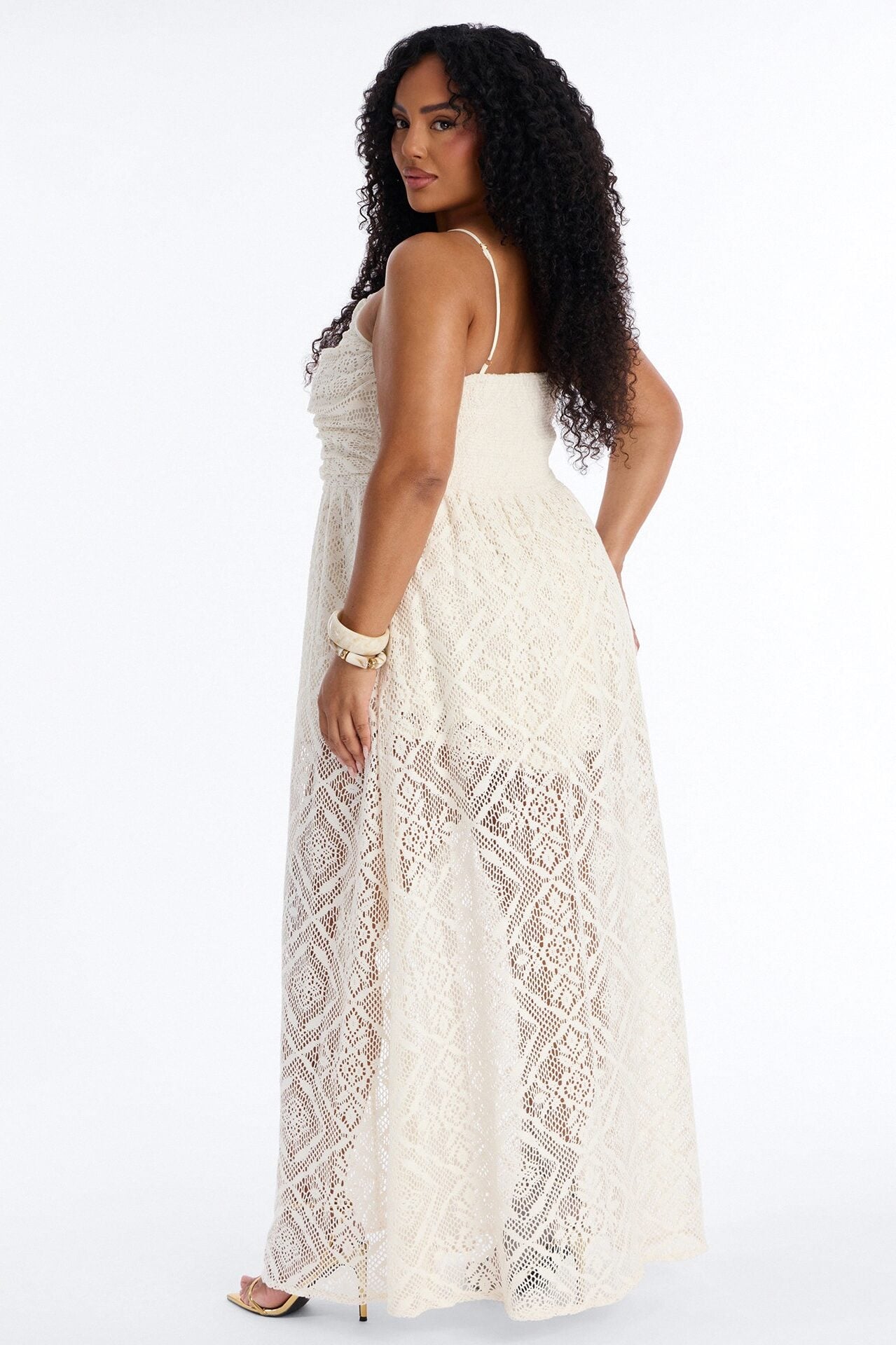 Flower Child Crochet Draped Romper - Cream image 8