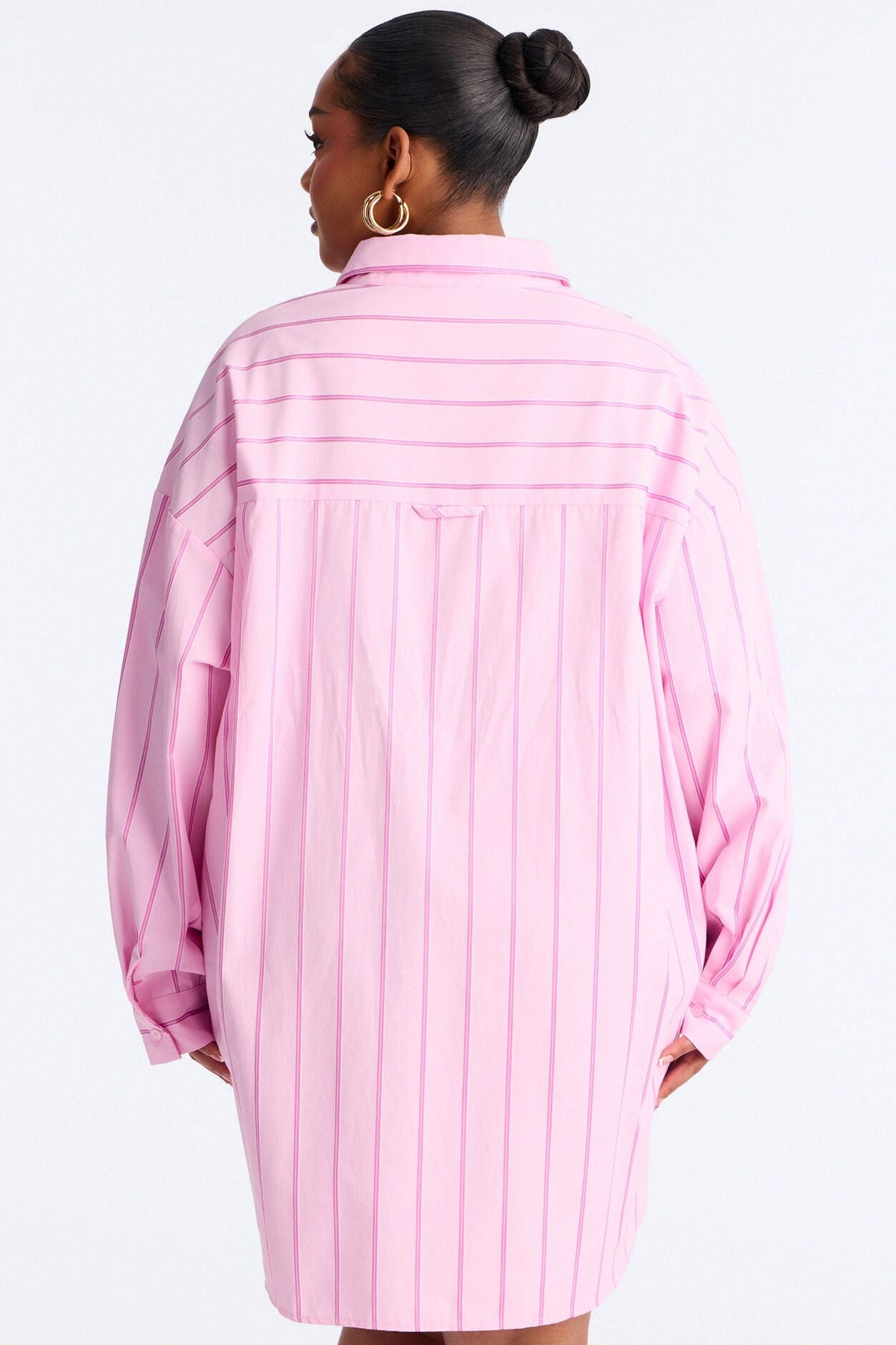 Izzy Pinstripe Shirt Micro Mini Dress - Pink image 7