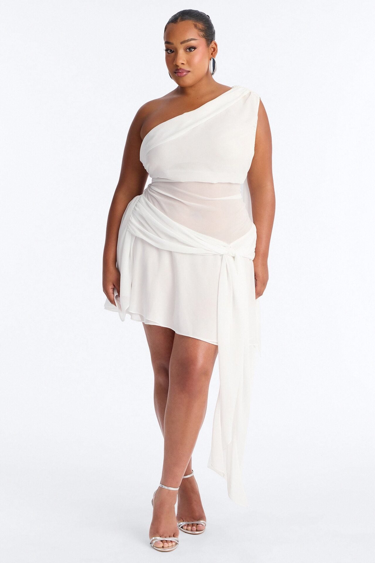 Alessia Draped Chiffon Mini Dress - White image 1