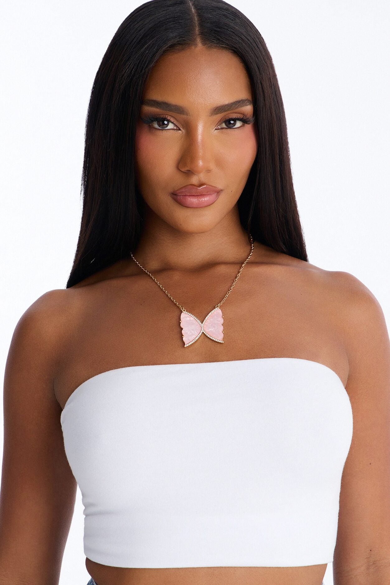 Butterfly Beauty Necklace - Gold/Pink image 2