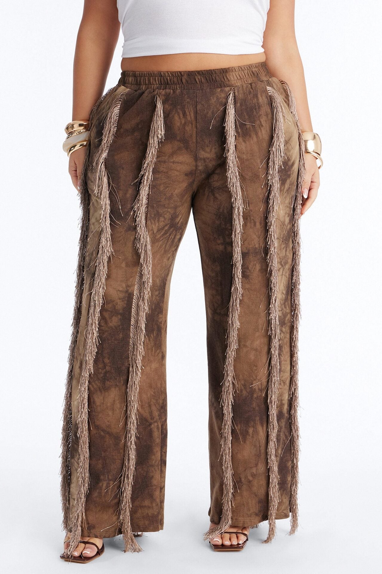 Show Me Something Fringe Wide Leg Pant 33″ - Brown image 6