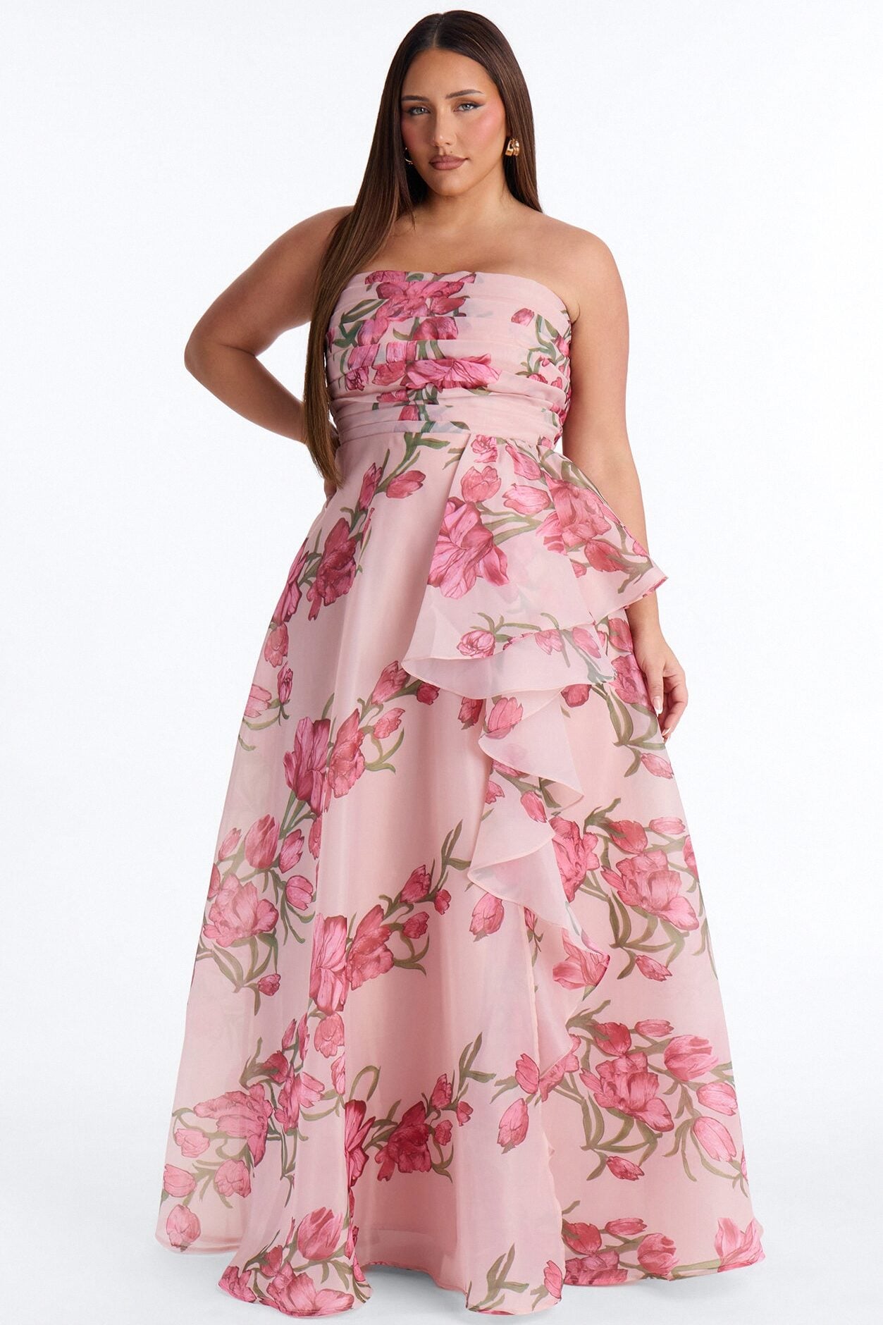 Kinsley Ruffle Floral Gown - Pink image 5