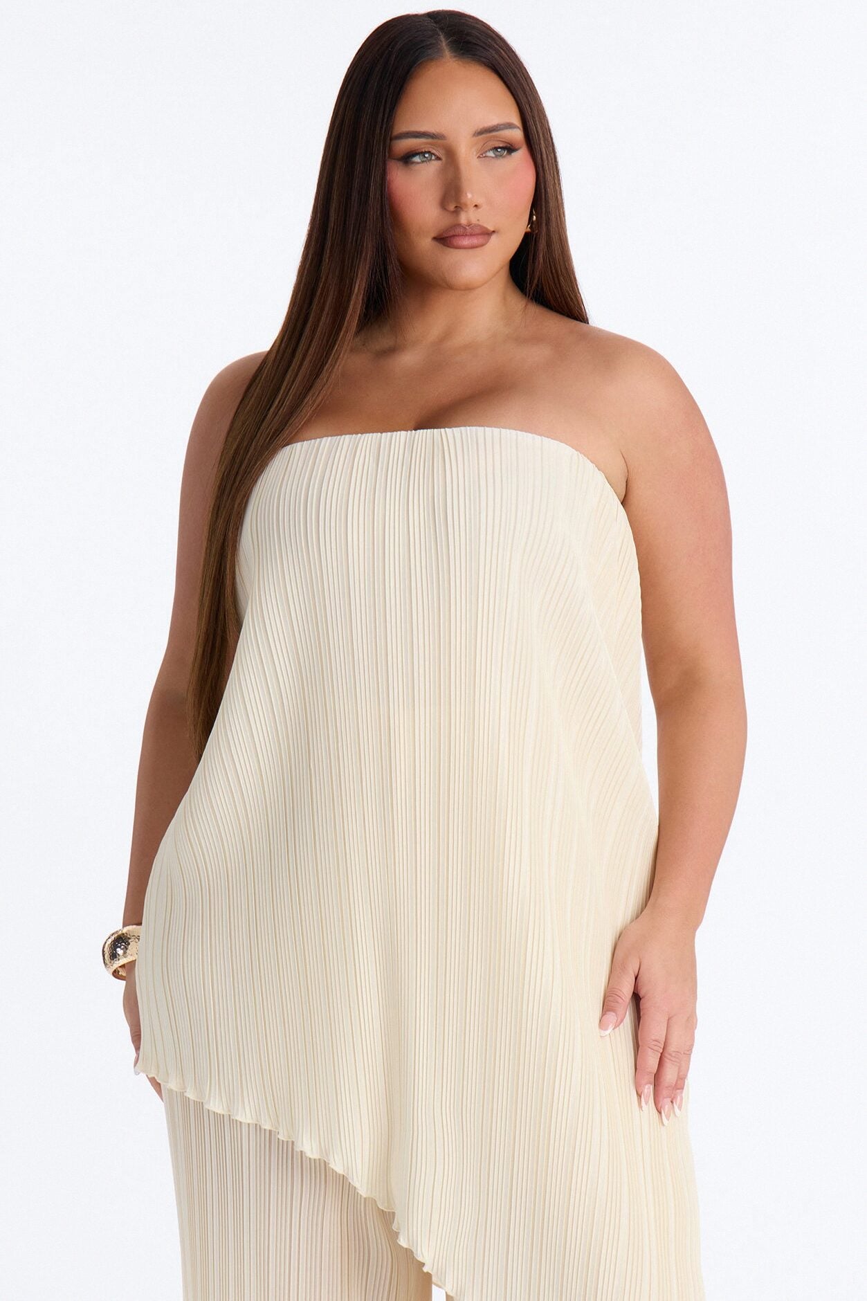 Rian Plisse Draped Jumpsuit - Cream image 5