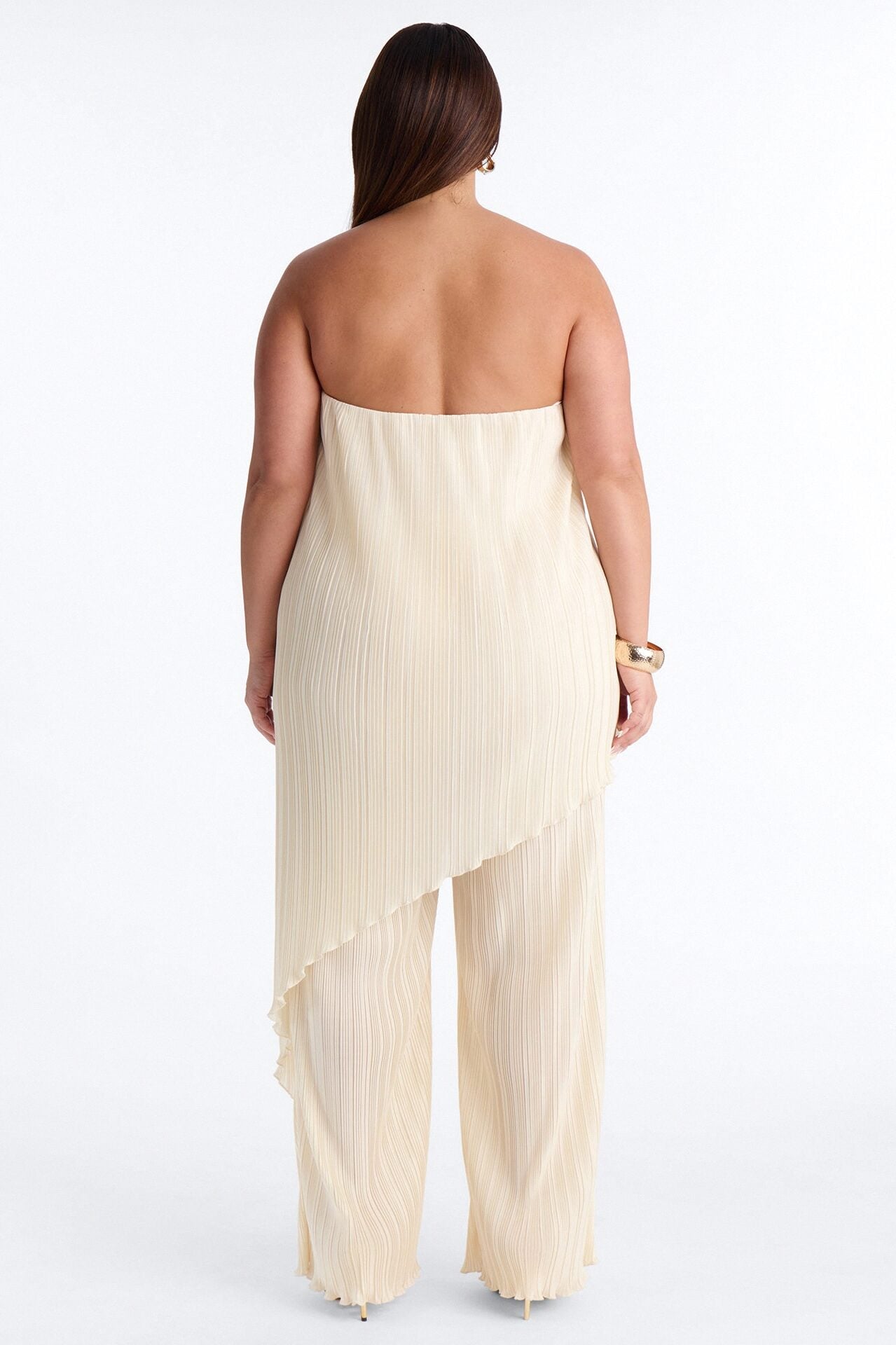 Rian Plisse Draped Jumpsuit - Cream image 7