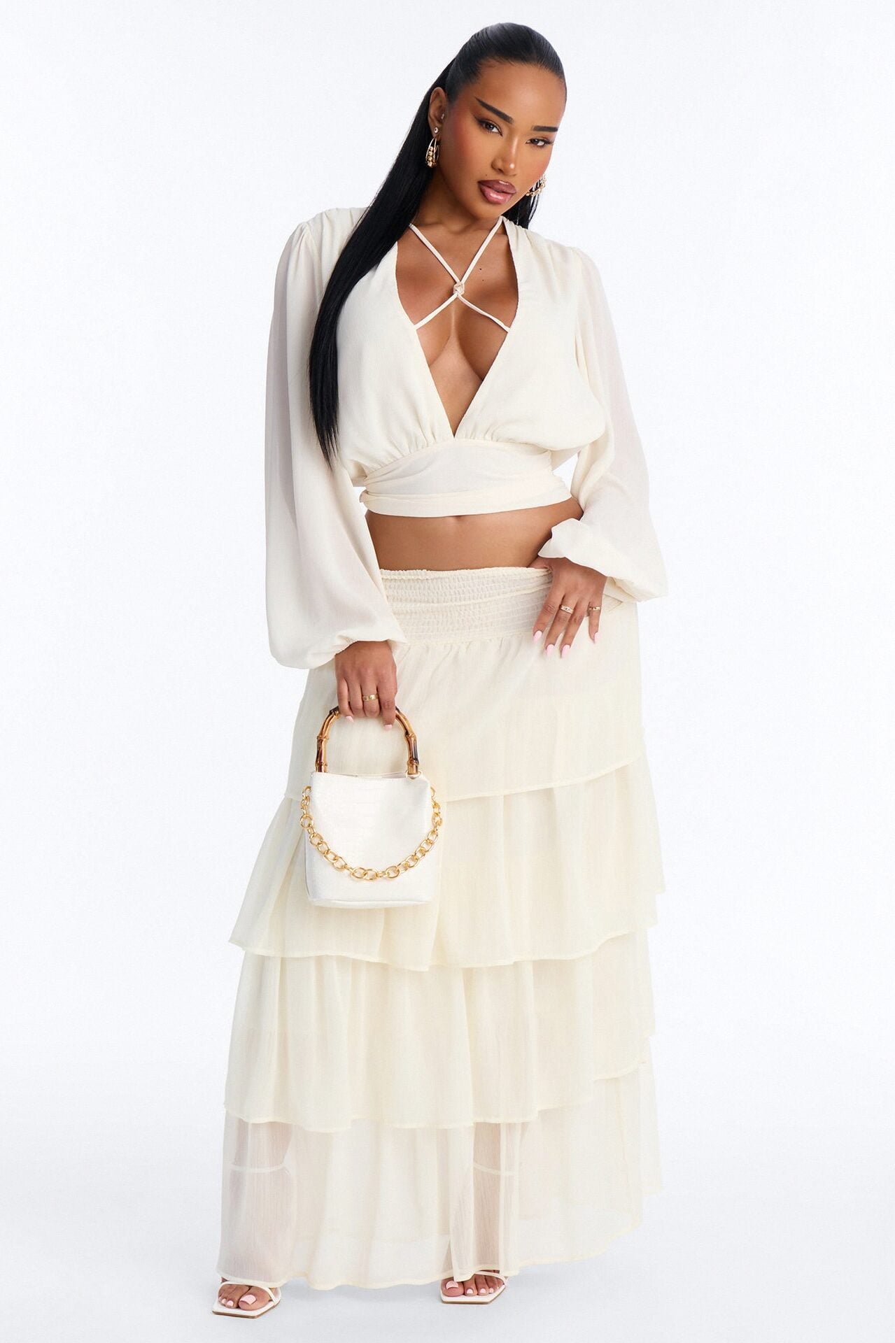 Elevate Everything Beaded Chiffon Top - Cream image 2