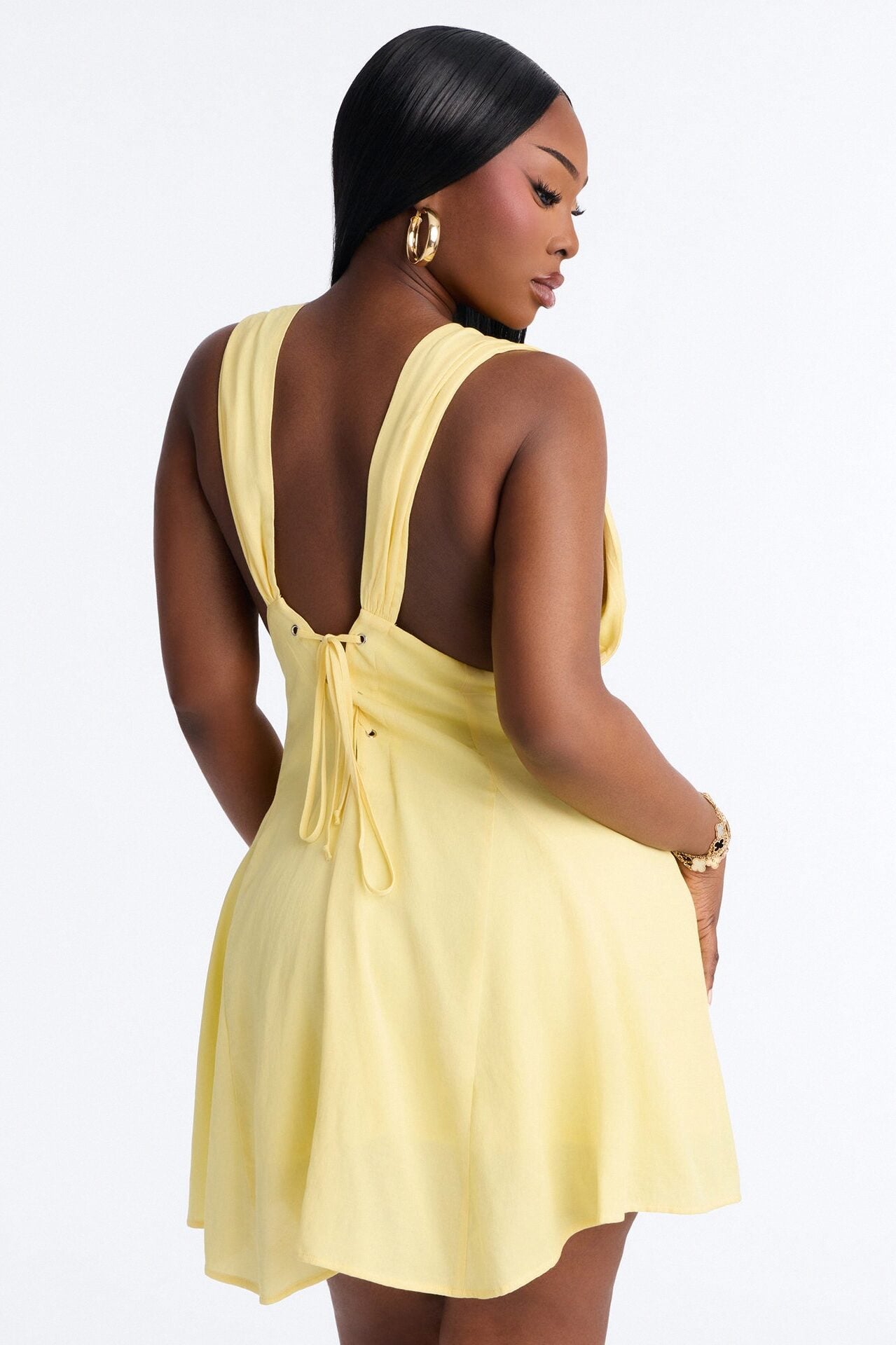 Maren Sleeveless Linen Mini Dress - Yellow image 7