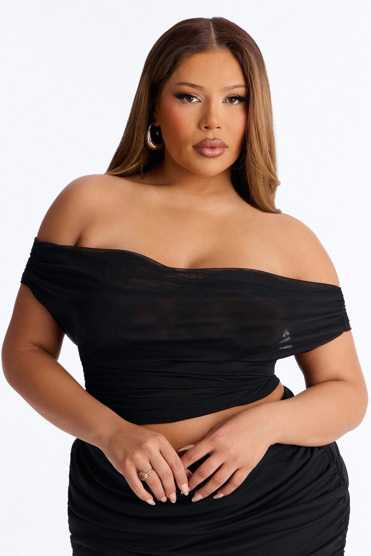 Off Limits Mesh Off Shoulder Backless Top - Black image 6