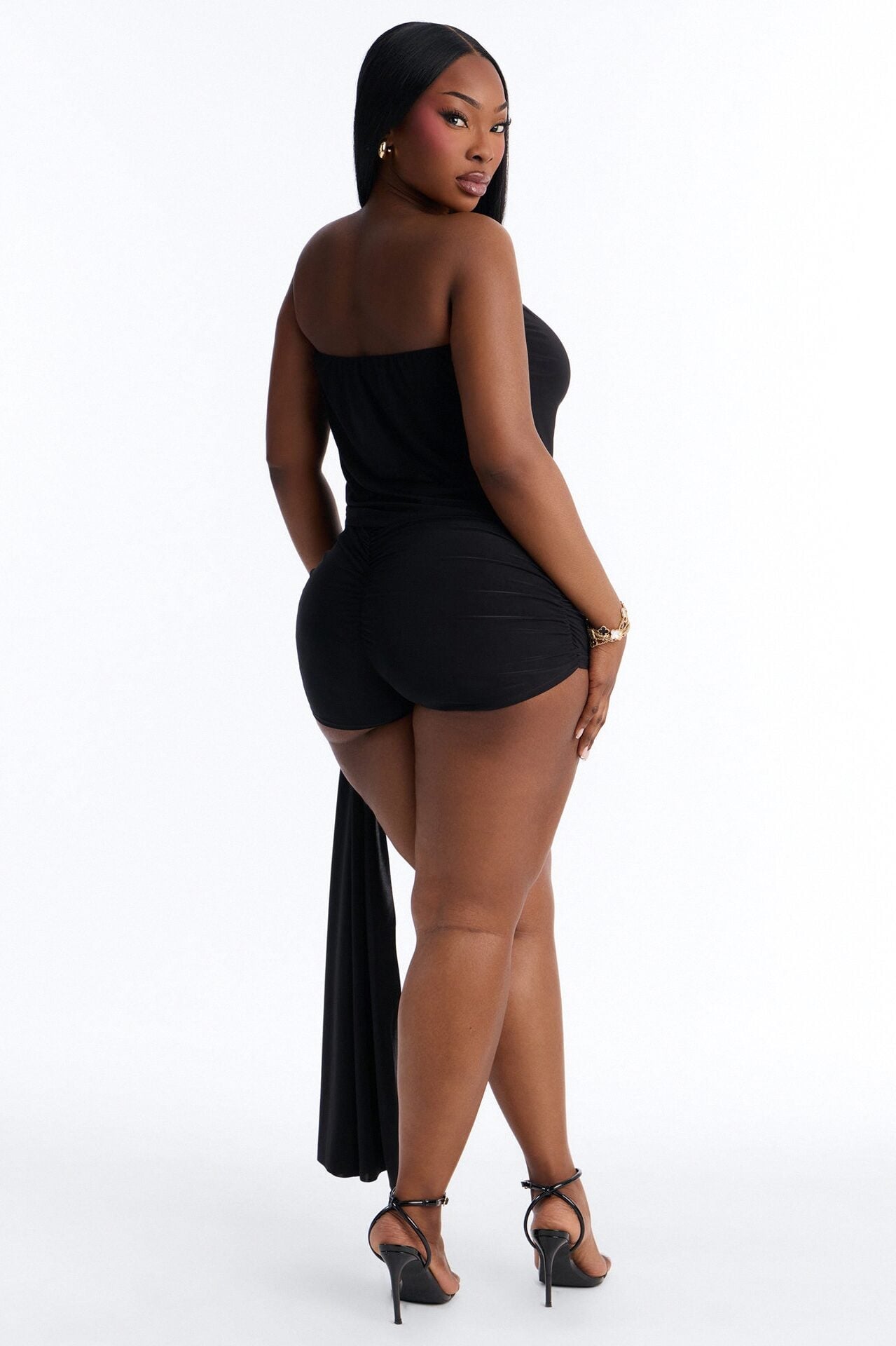 Aire Draped Micro Romper - Black image 7