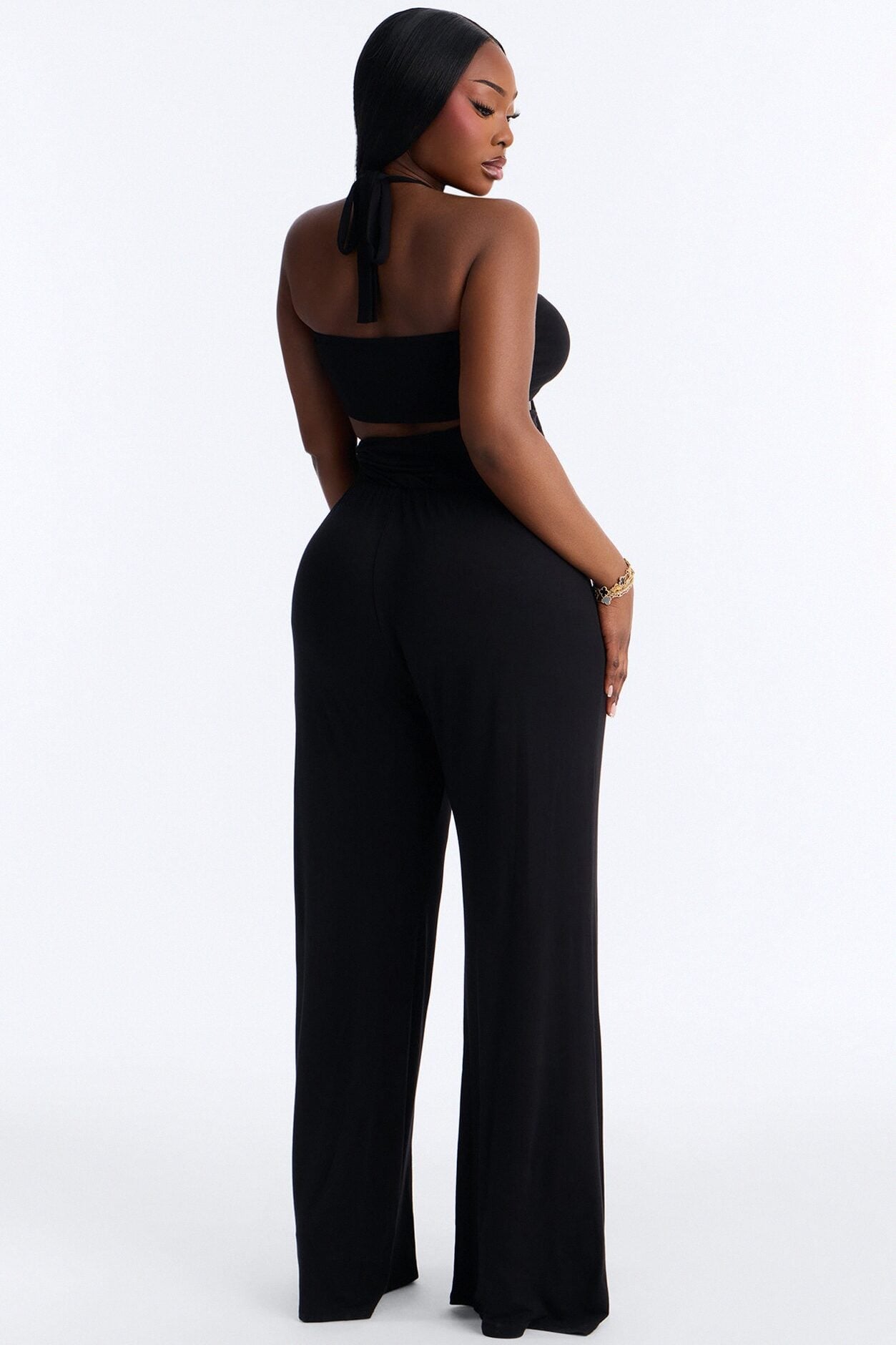 Mya High Neck Jumpsuit And Bandeau 2 Piece Set - Black image 7