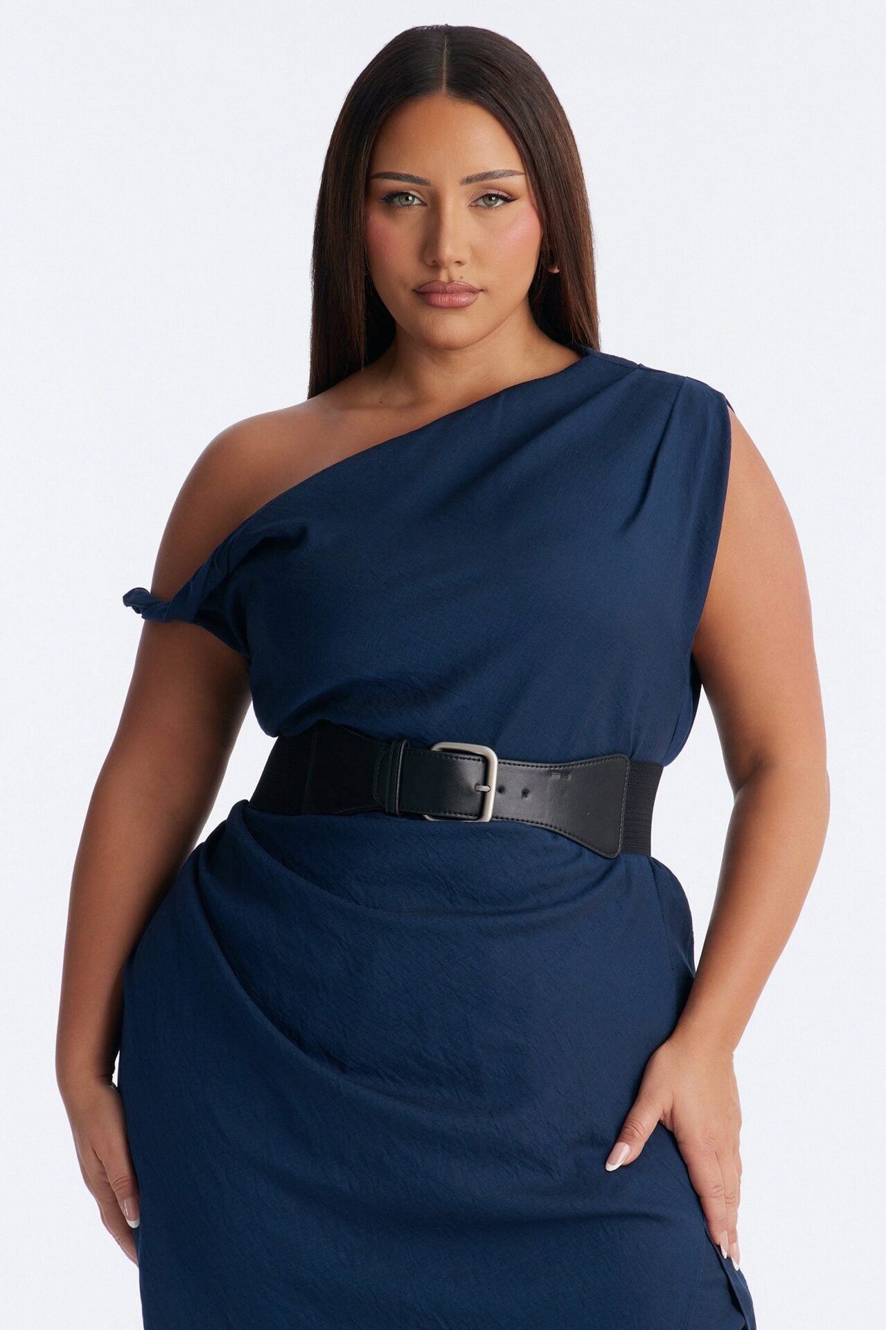 Willow Belted Asymmetrical Pant Set - Navy image 6